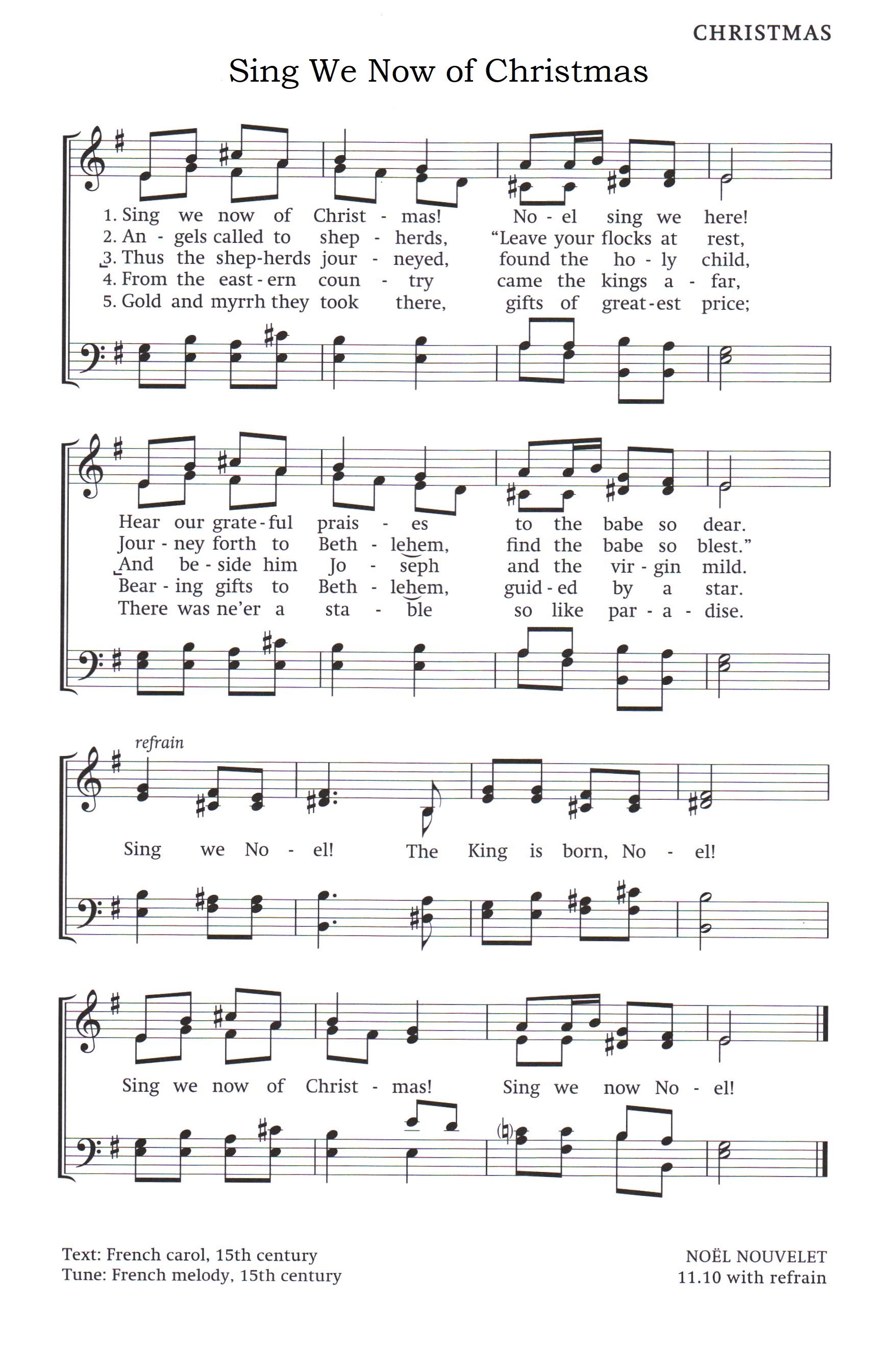 Hymn Sheet for Sing We Now of Christmas