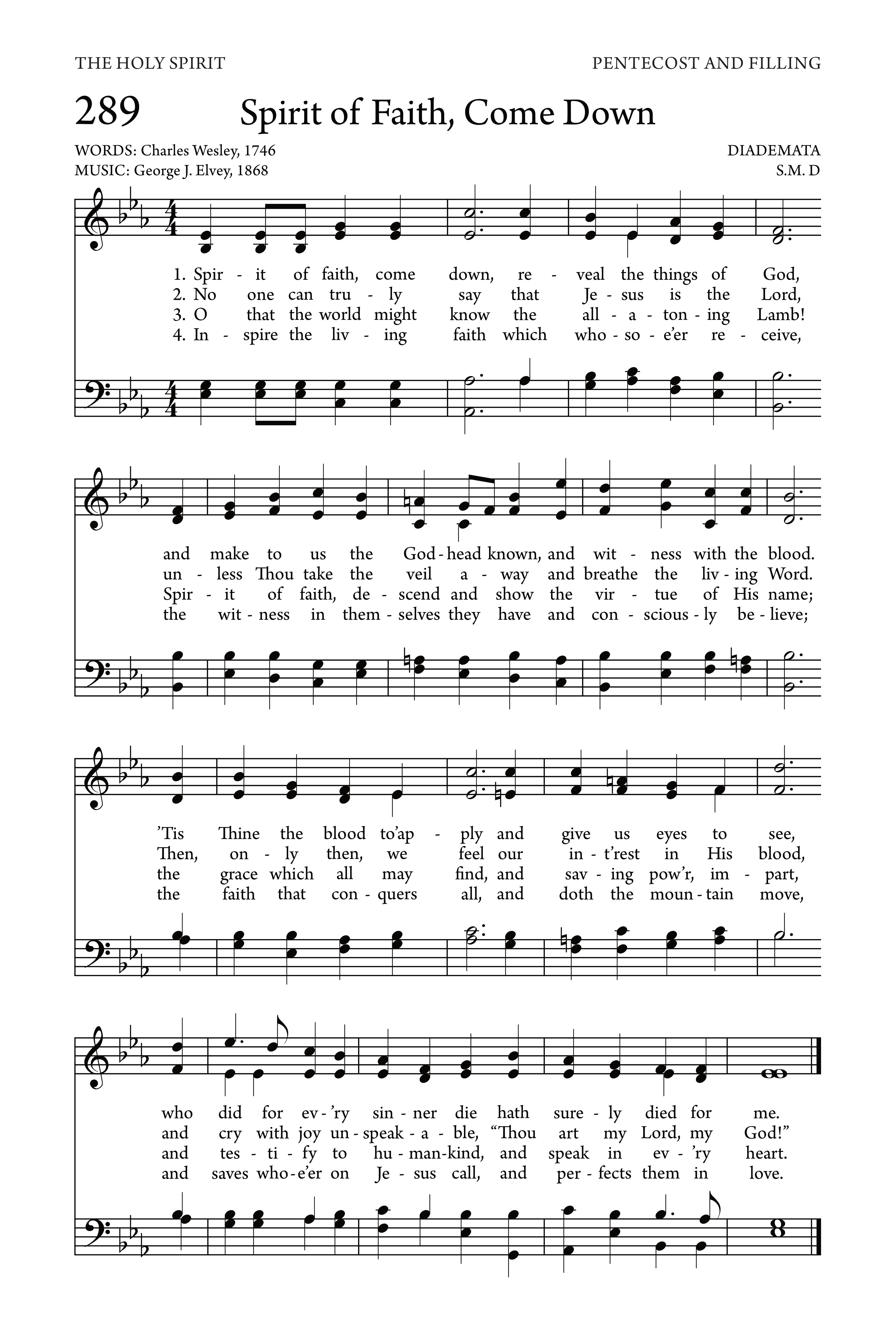 Hymn Sheet for Spirit of Faith, Come Down