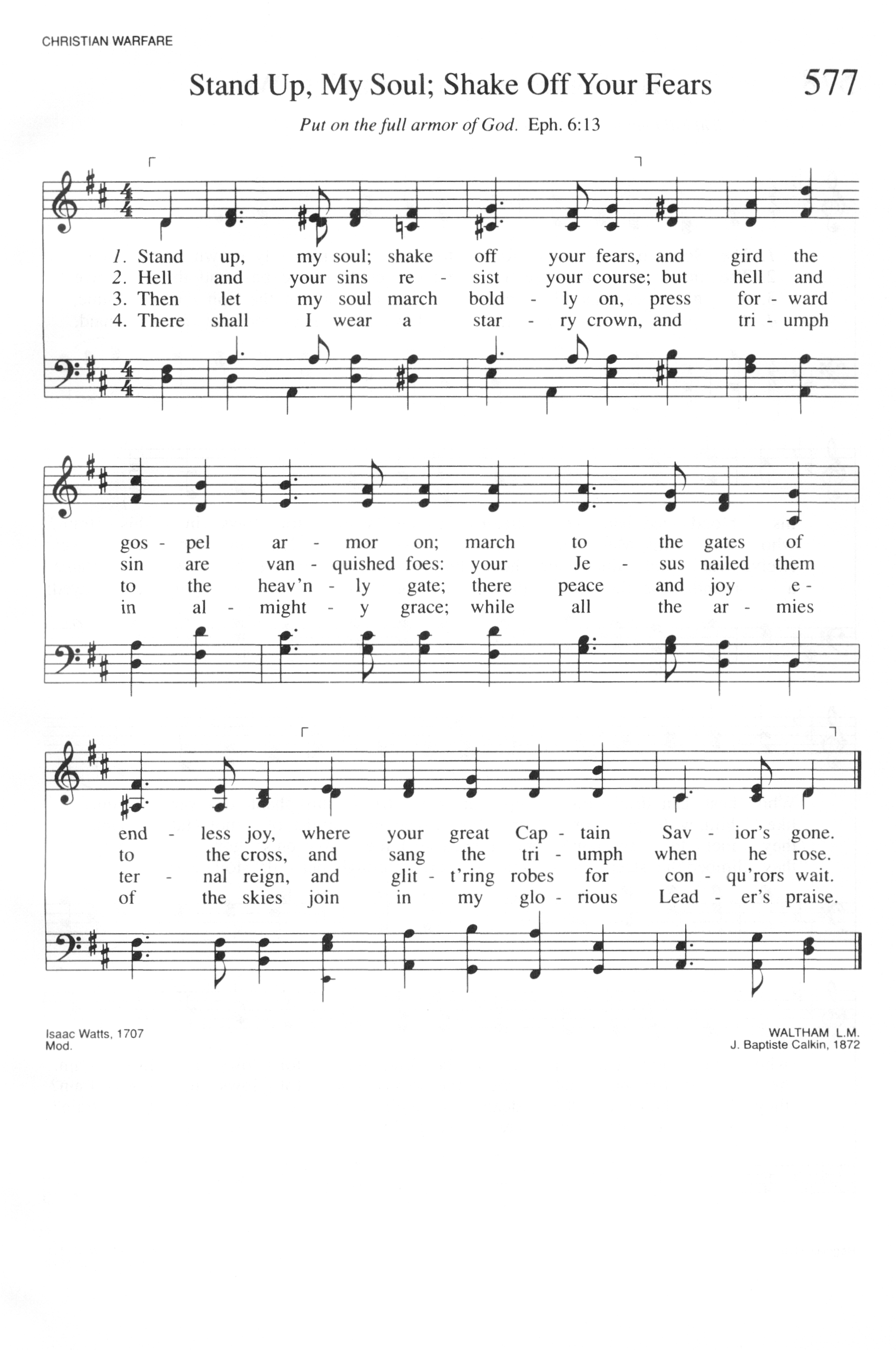 Hymn Sheet for Stand Up, My Soul, Shake Off Thy Fears
