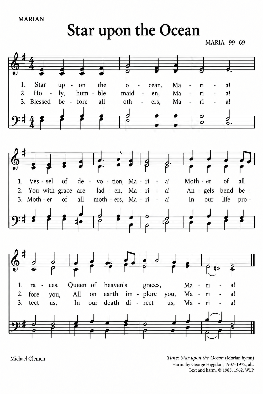 Hymn Sheet for Star upon the Ocean