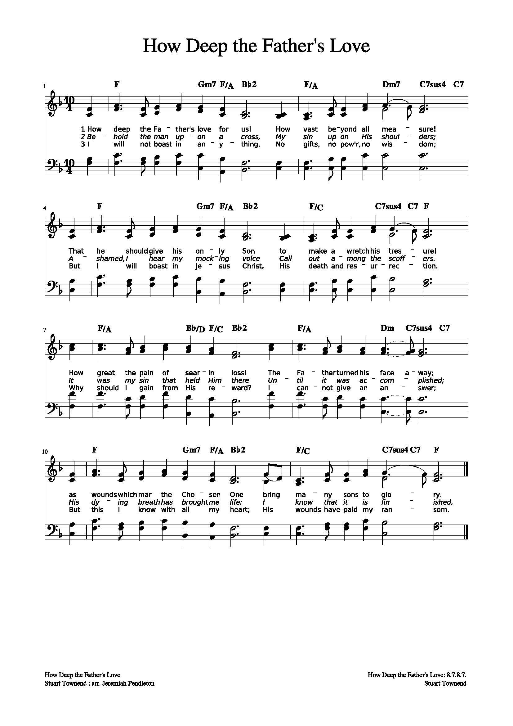 Hymn Sheet for How Deep the Father's Love for Us