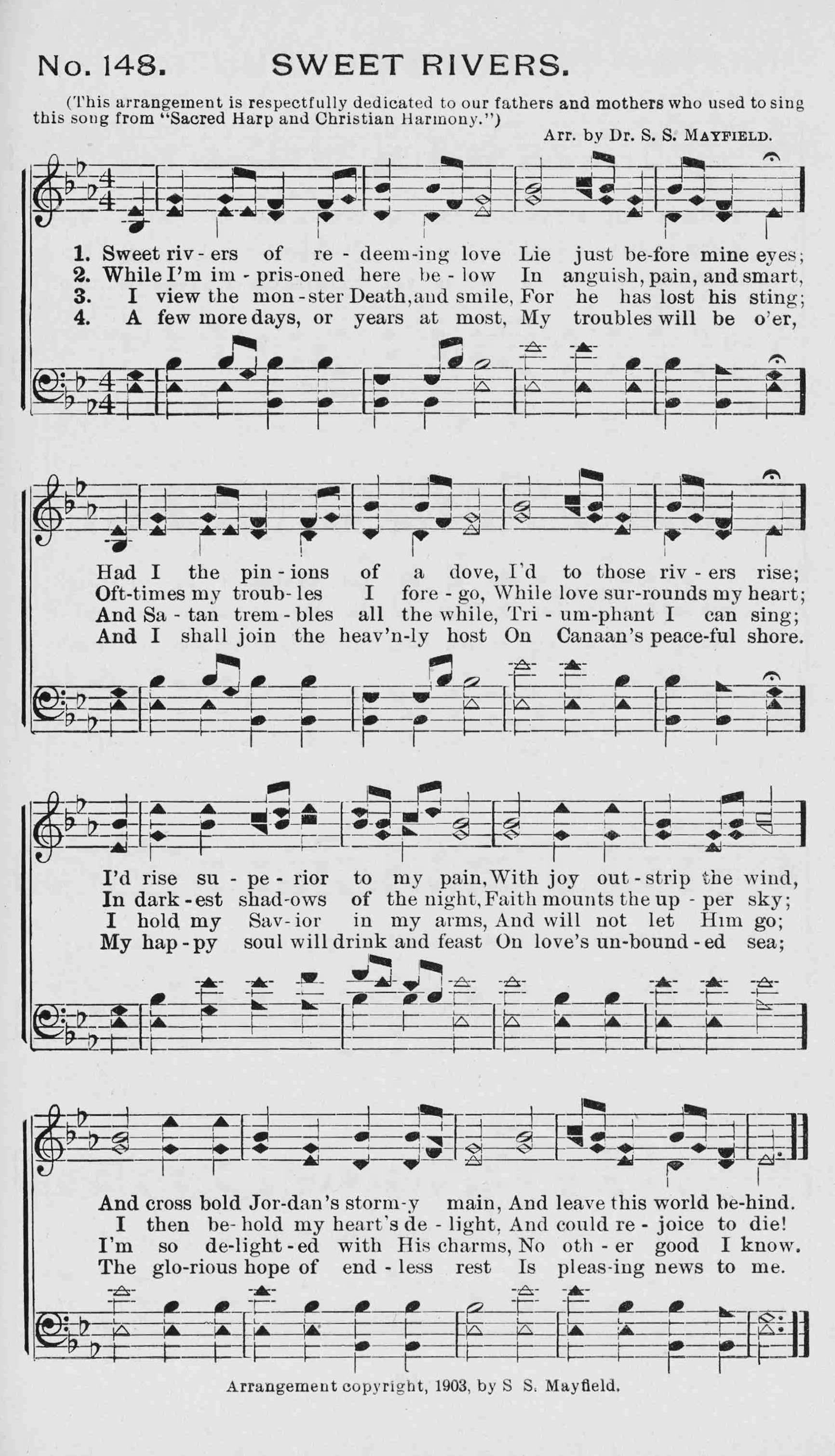 Hymn Sheet for Sweet Rivers of Redeeming Love