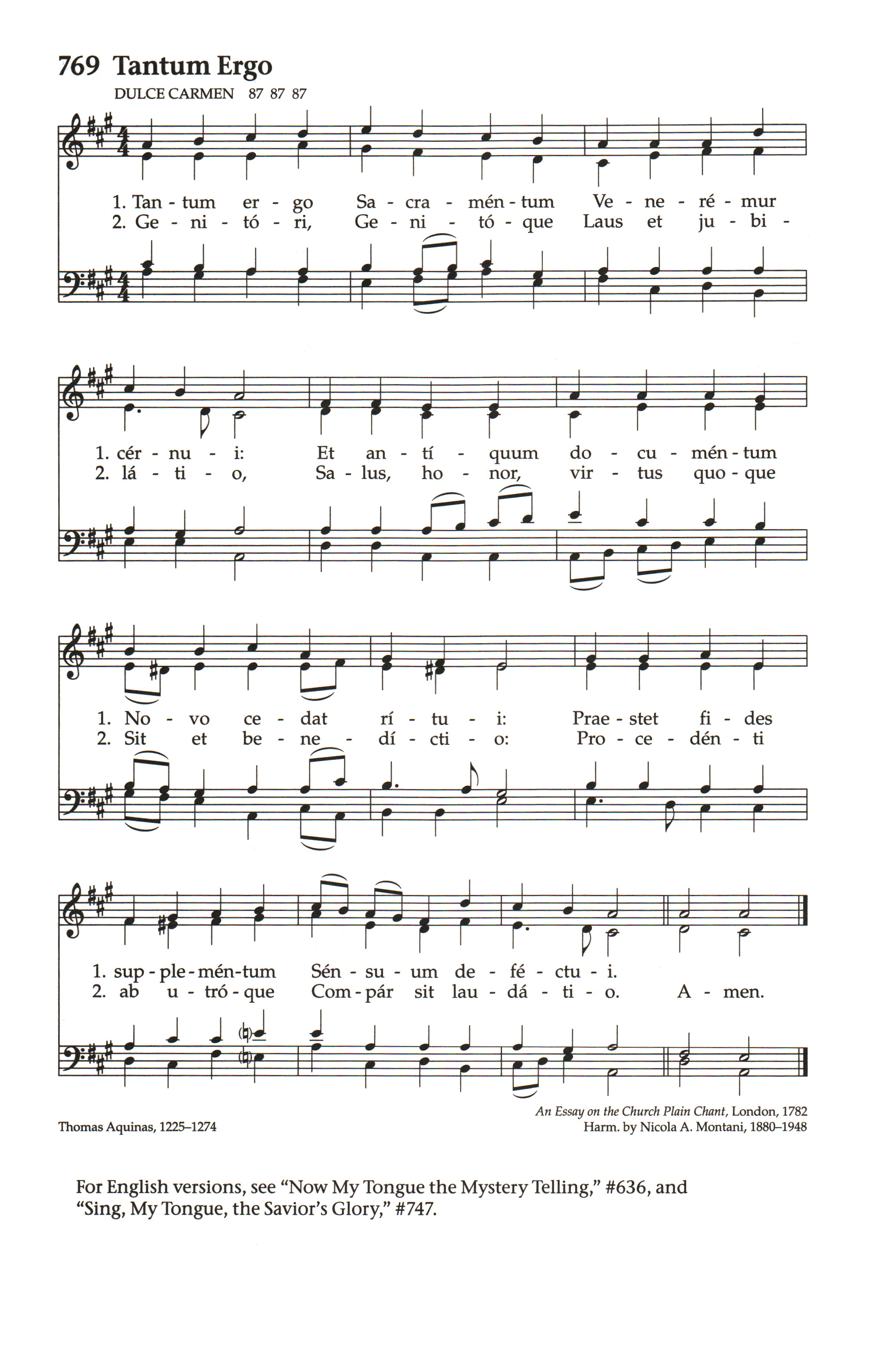 Hymn Sheet for Tantum Ergo Sacramentum