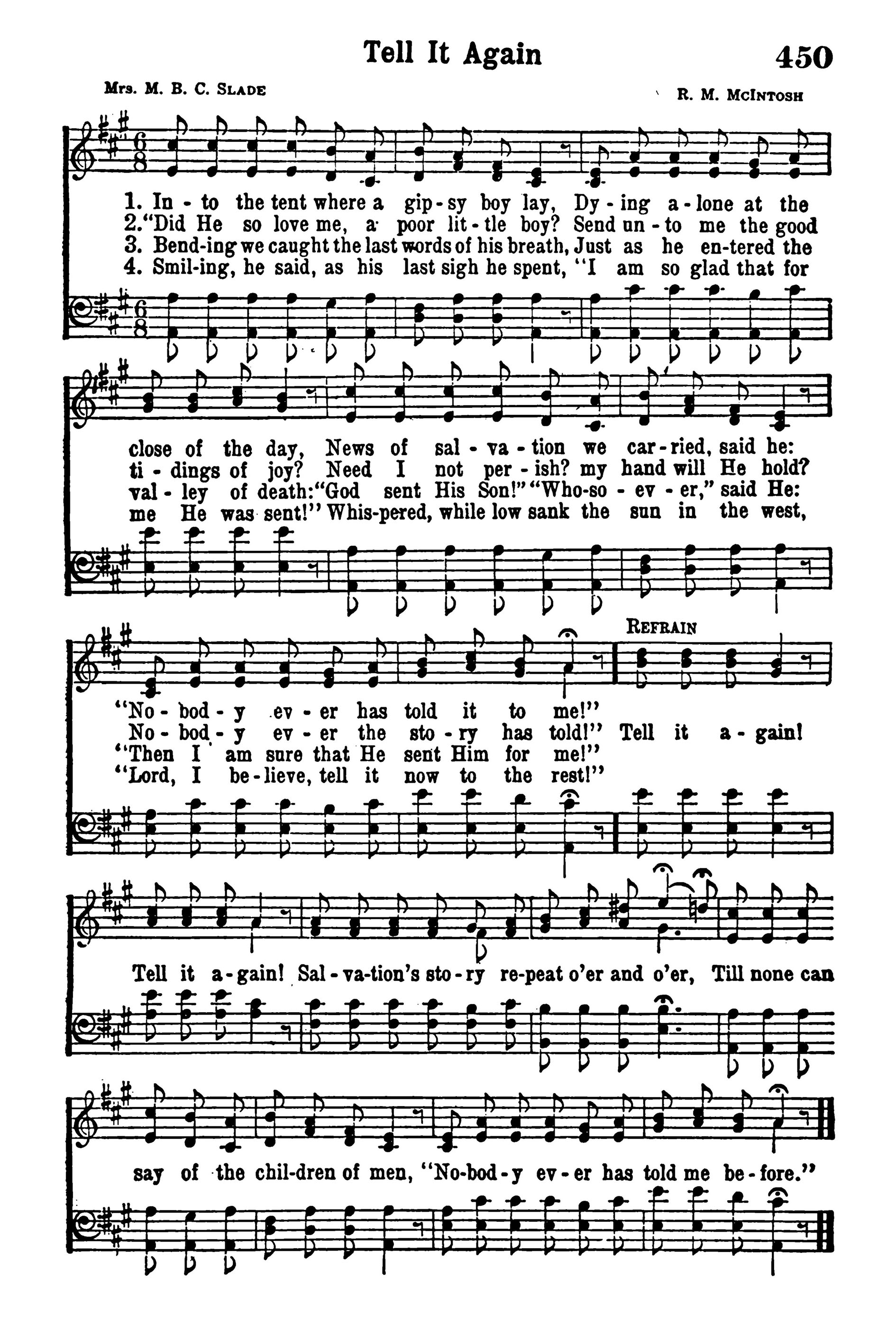 Hymn Sheet for Tell It Again To Me