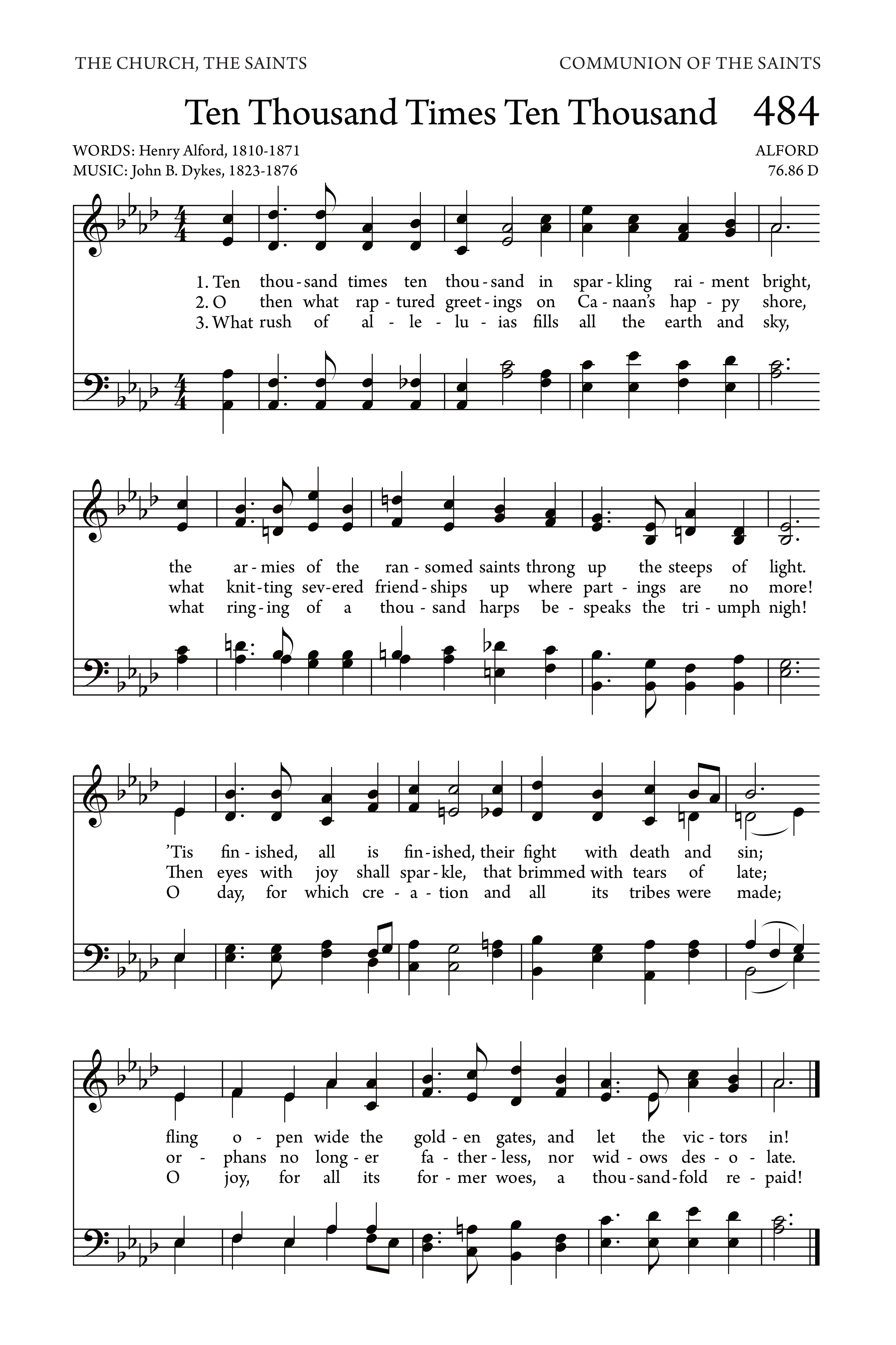 Hymn Sheet for Ten Thousand Times Ten Thousand