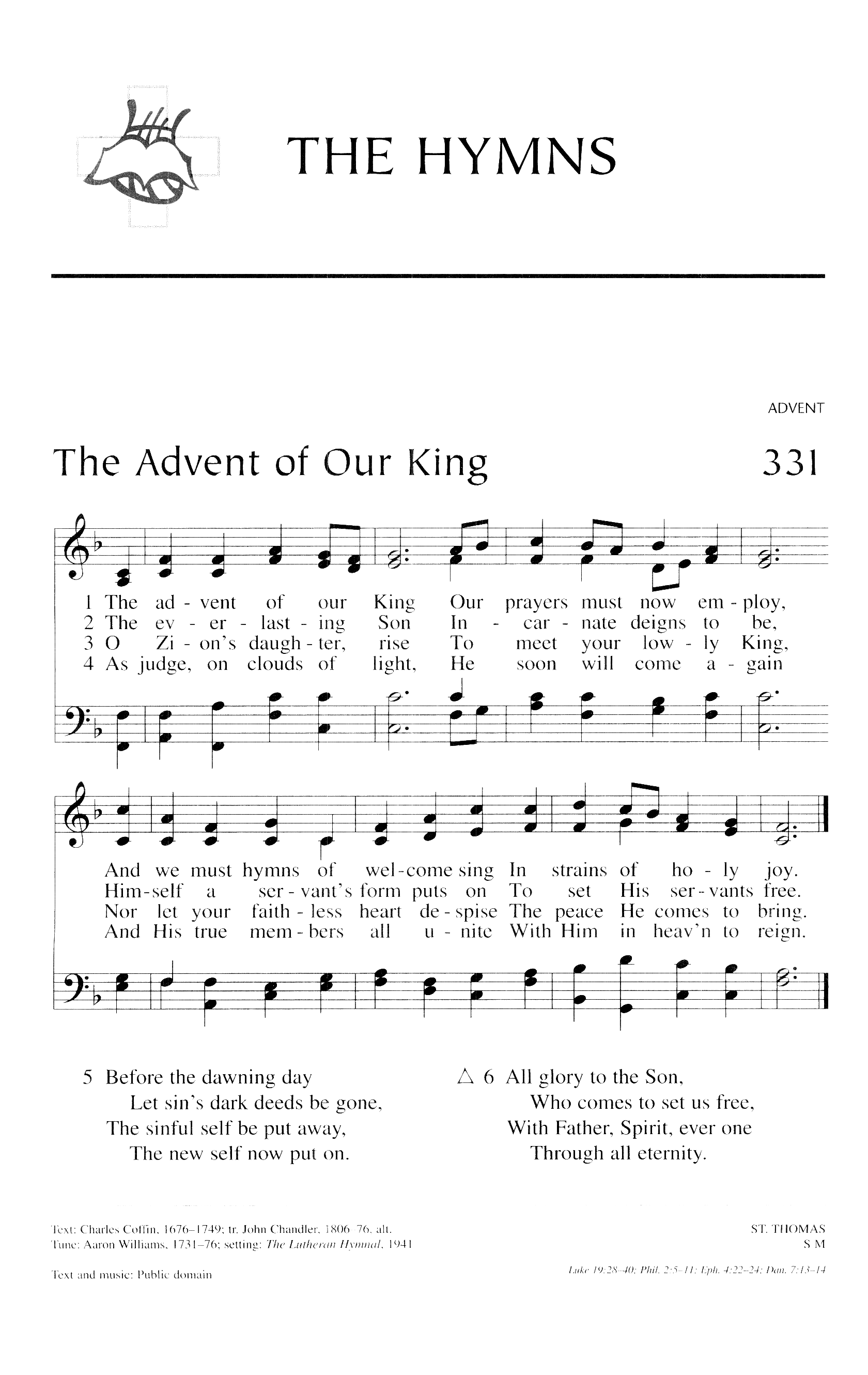 Hymn Sheet for The Advent of Our God