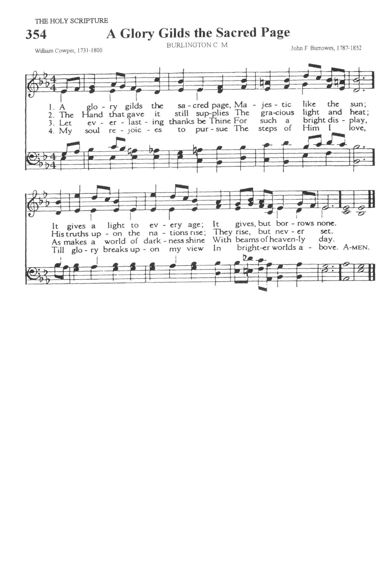 Hymn Sheet for The Bible, the light of the world