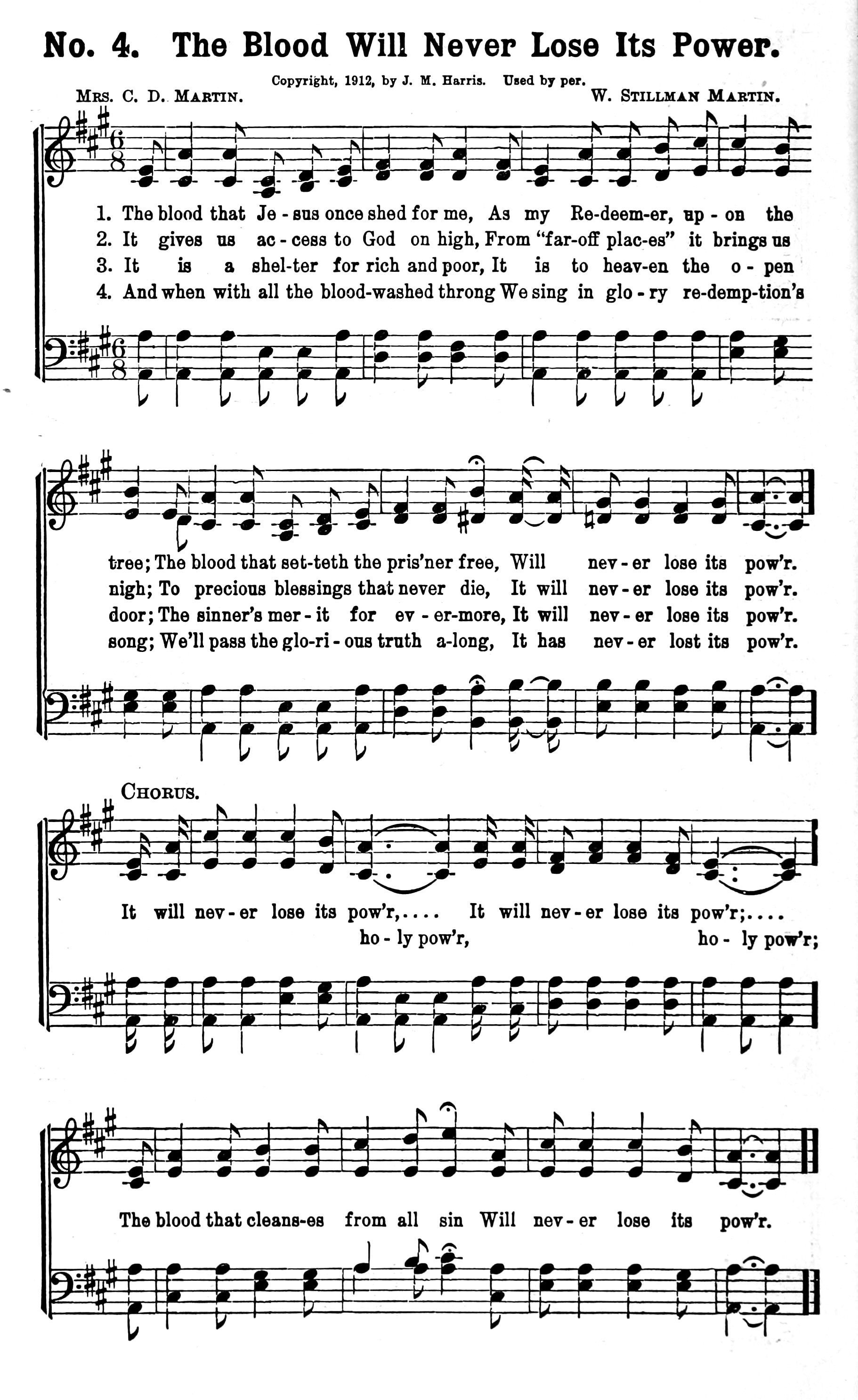 Hymn Sheet for The Blood Will Never Lose Its Power