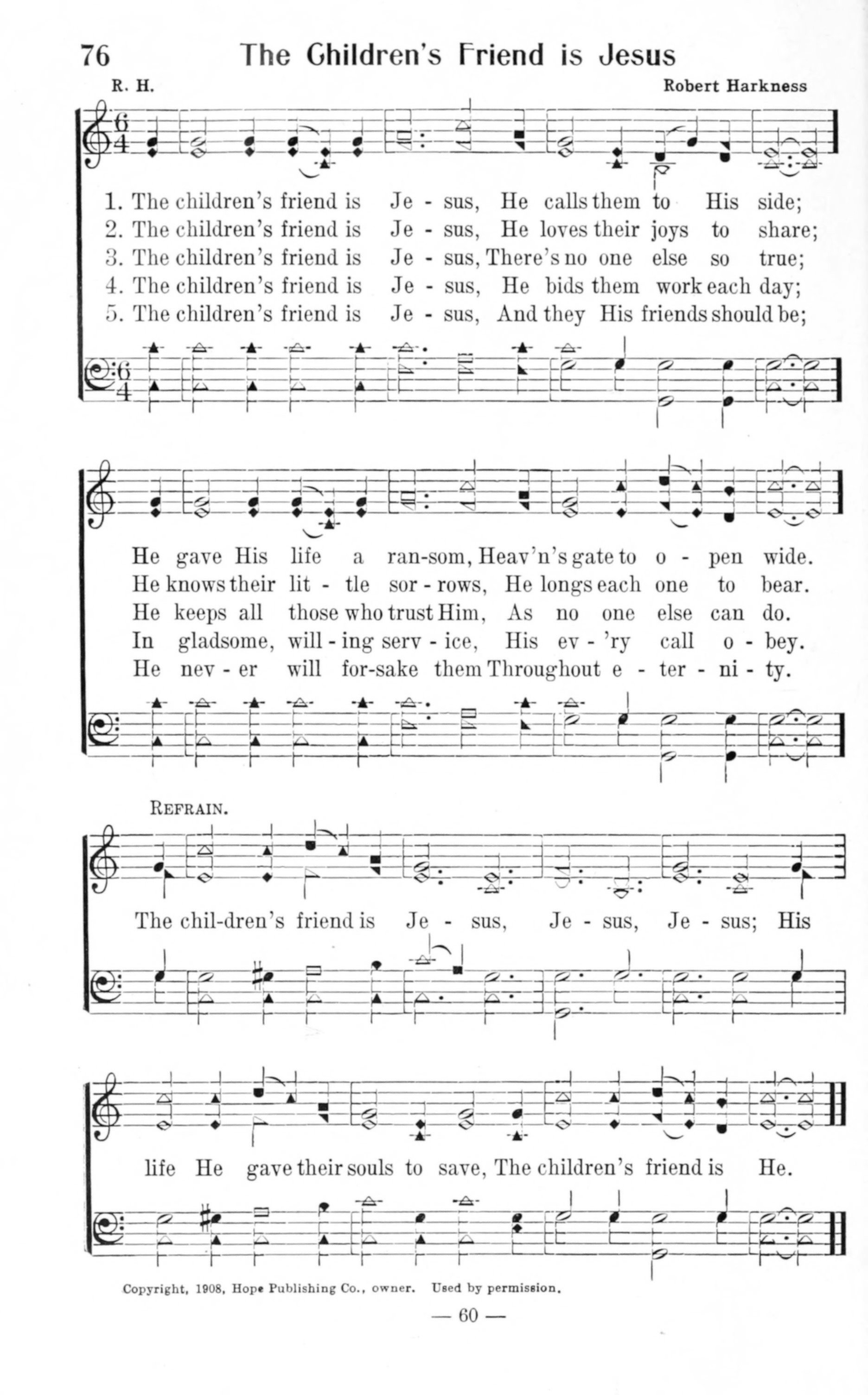 Hymn Sheet for The Children's Friend Is Jesus