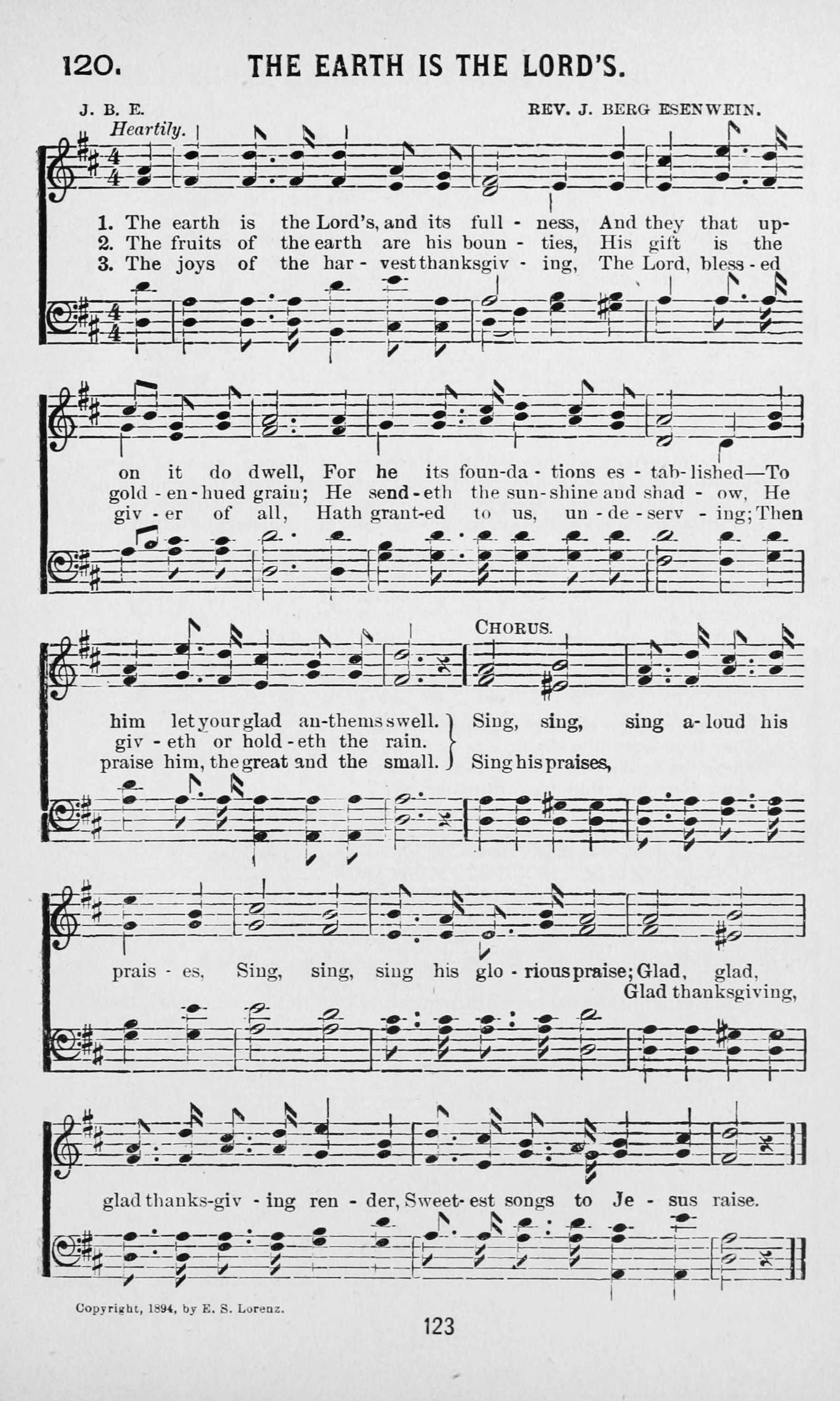 Hymn Sheet for The Earth Is the Lord's