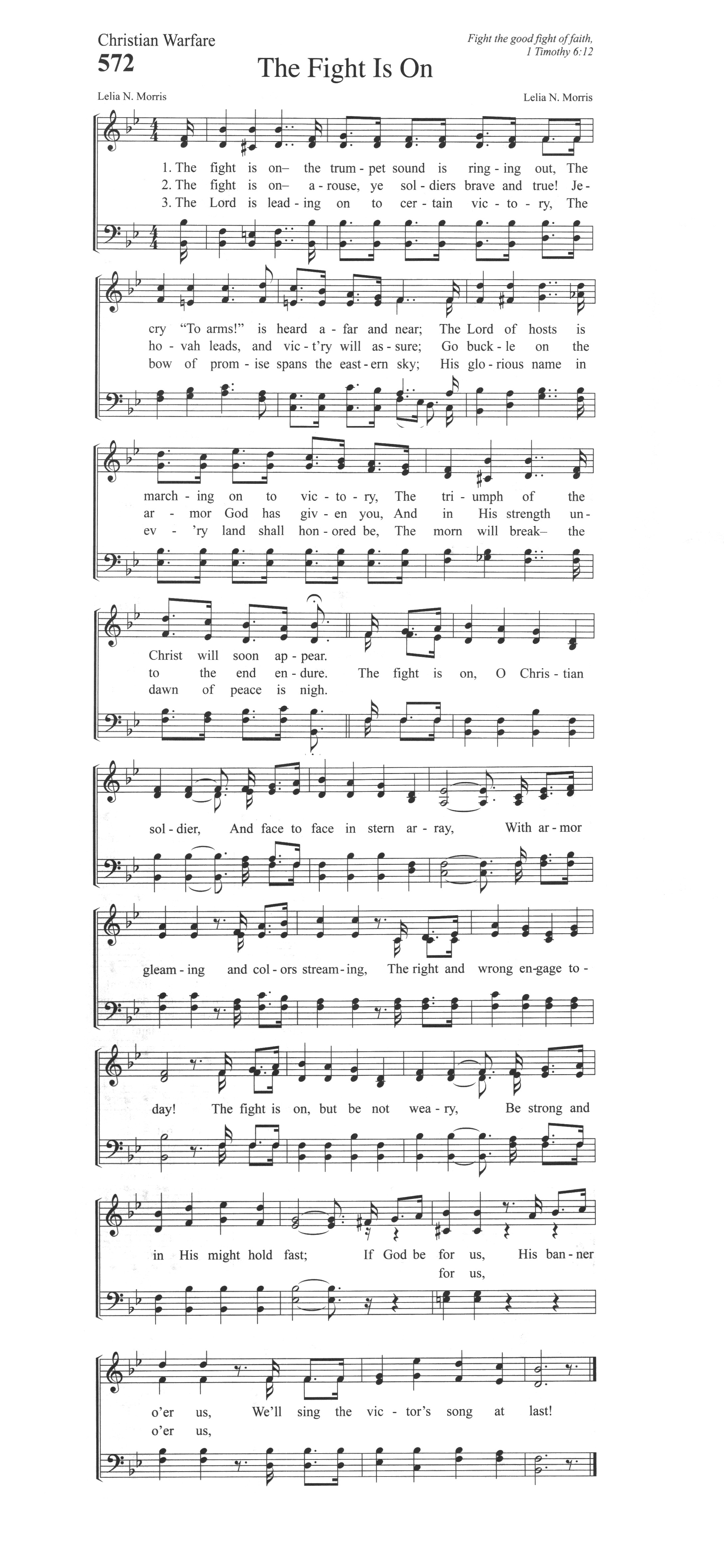 Hymn Sheet for The Fight Is On