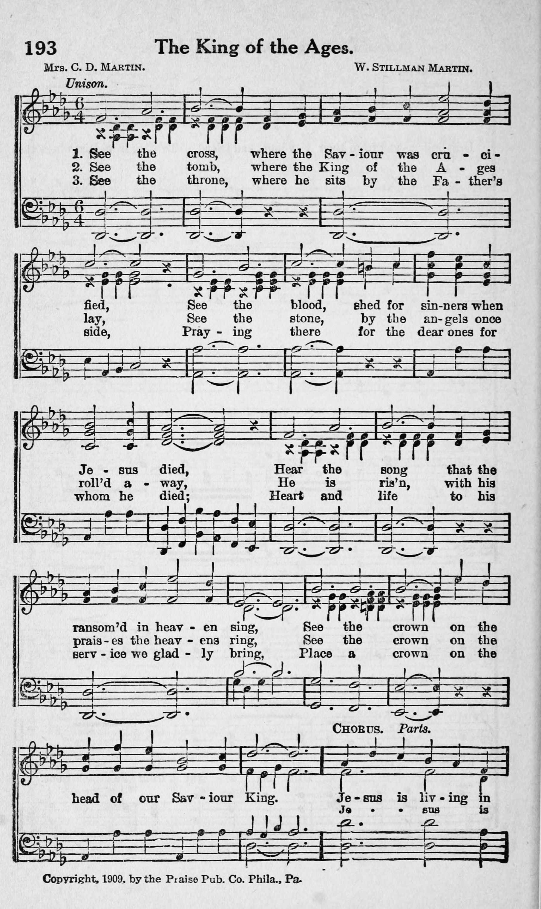 Hymn Sheet for The King of the Ages