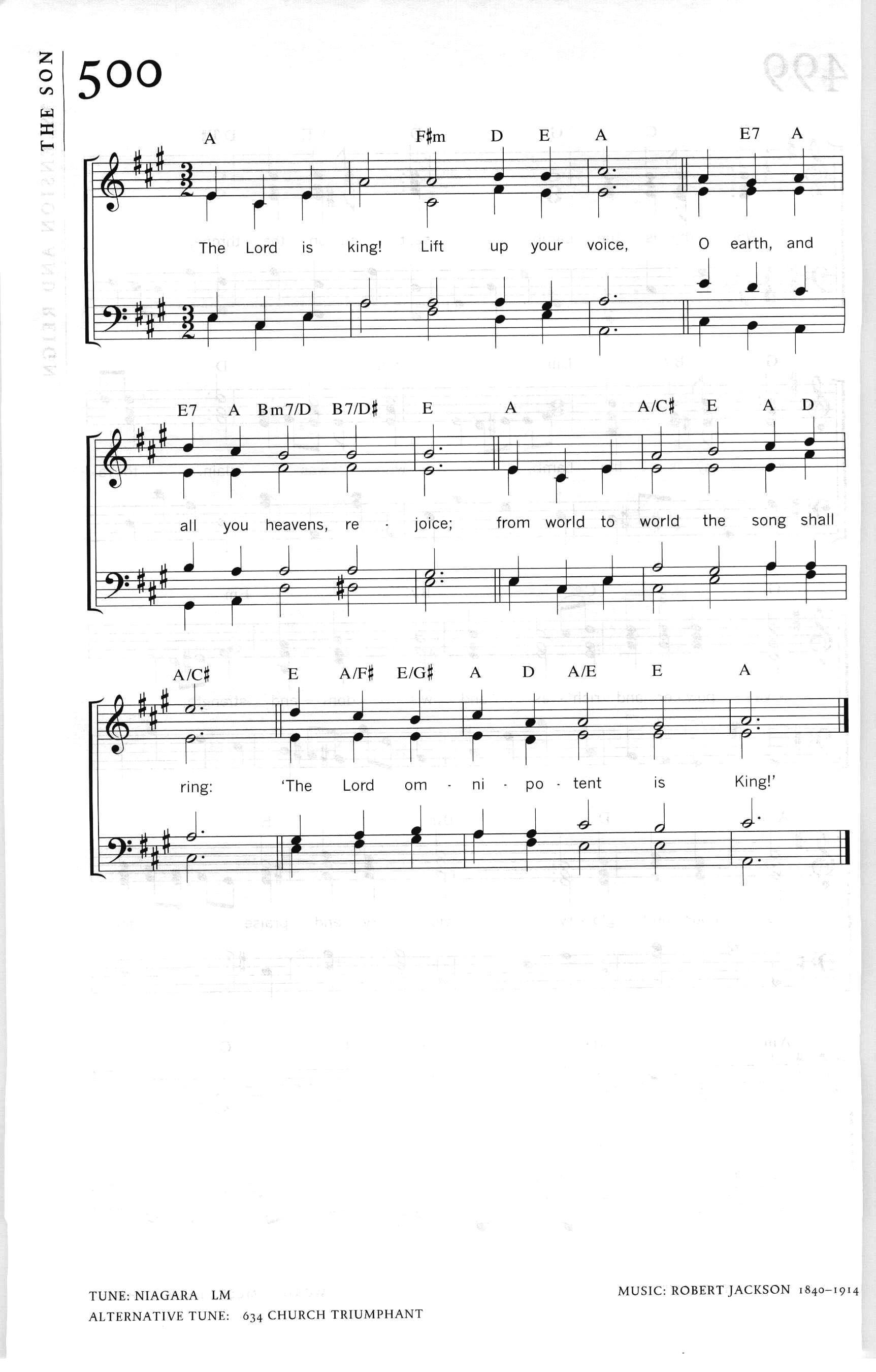 Hymn Sheet for The Lord Is King, Lift Up Your Voice