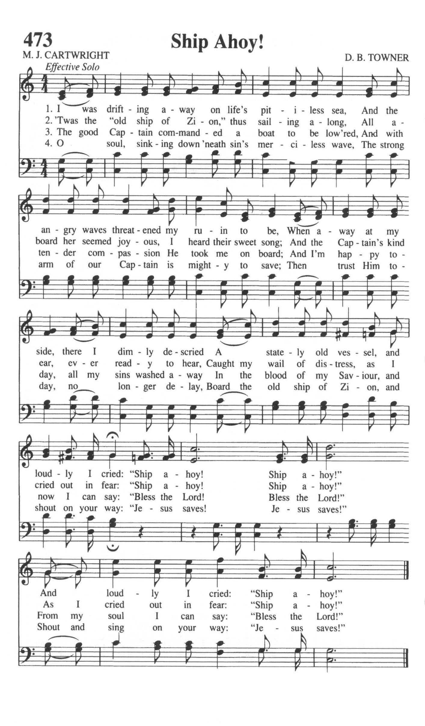 Hymn Sheet for Ship Ahoy! (The Old Ship of Zion)
