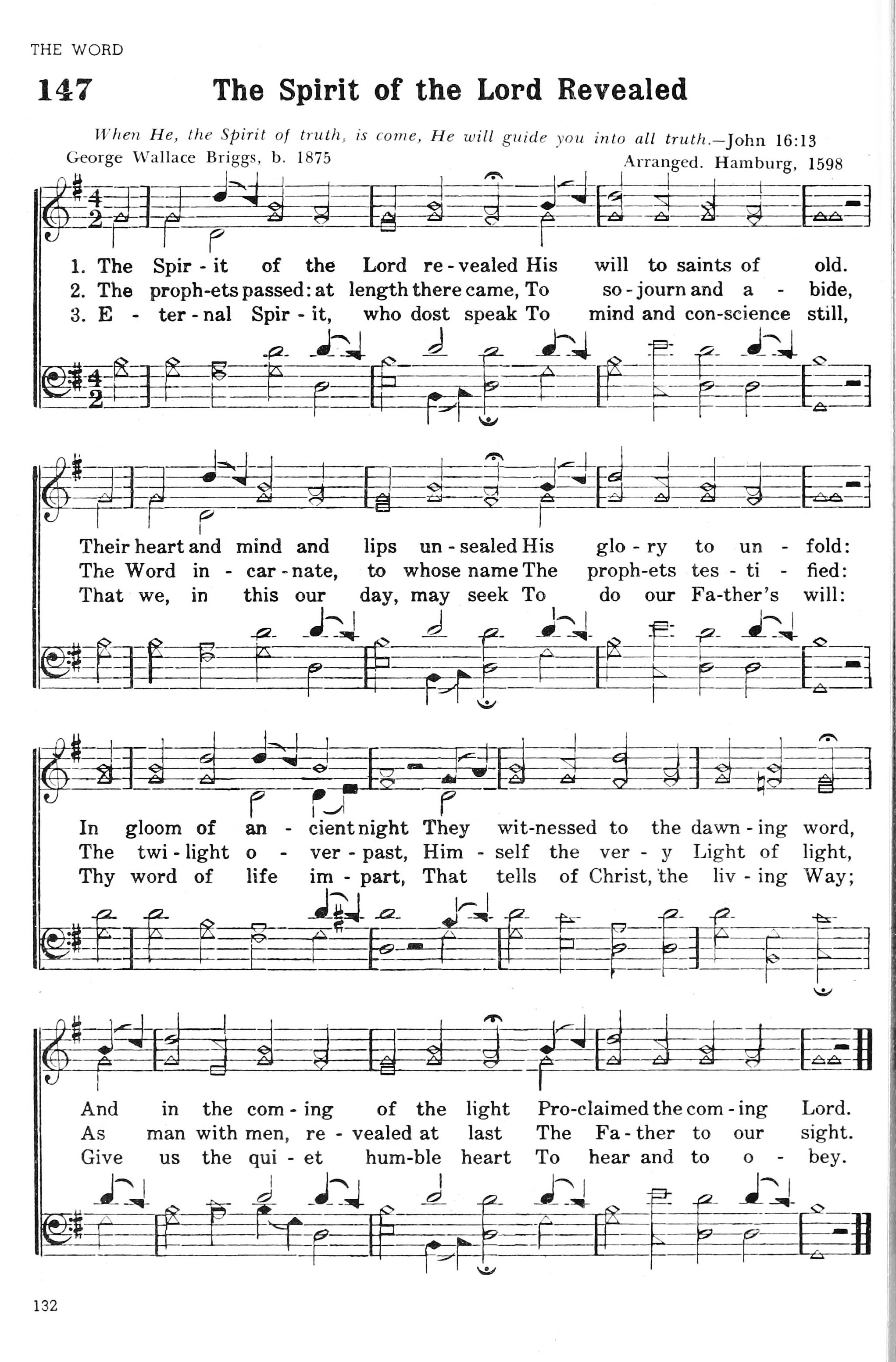 Hymn Sheet for The Spirit of the Lord Revealed