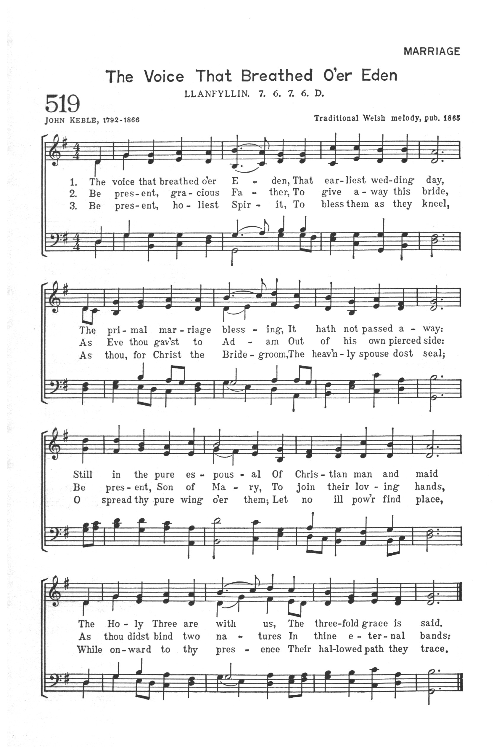 Hymn Sheet for The Voice that Breathed Over Eden