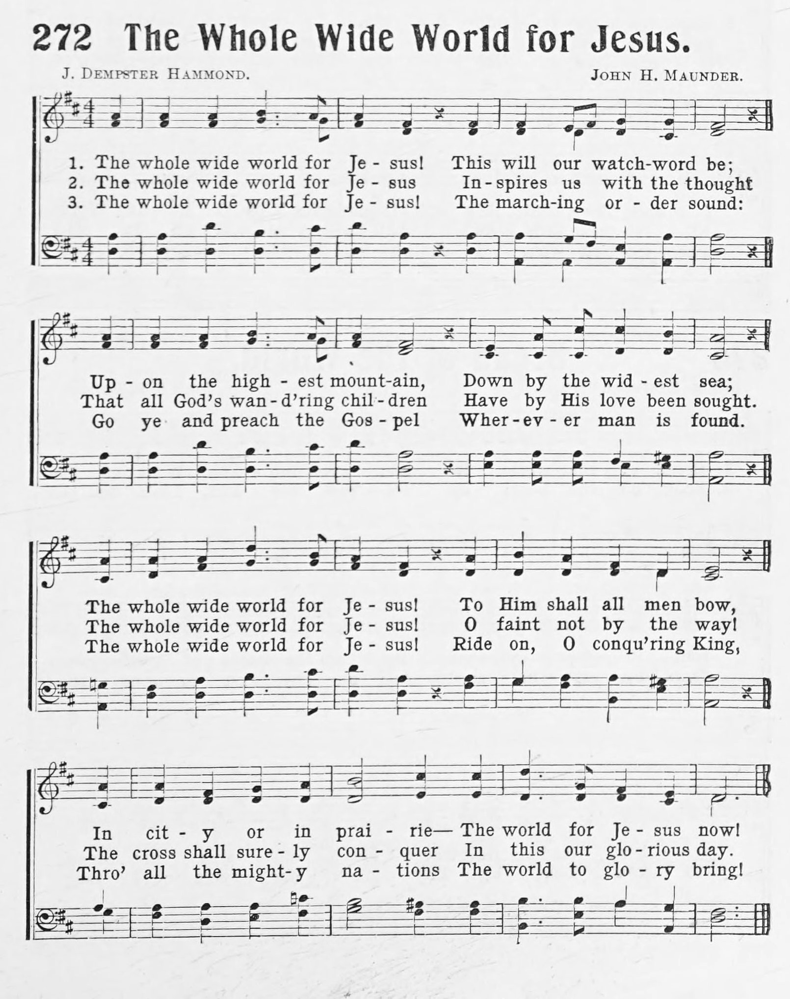 Hymn Sheet for The Whole Wide World for Jesus!