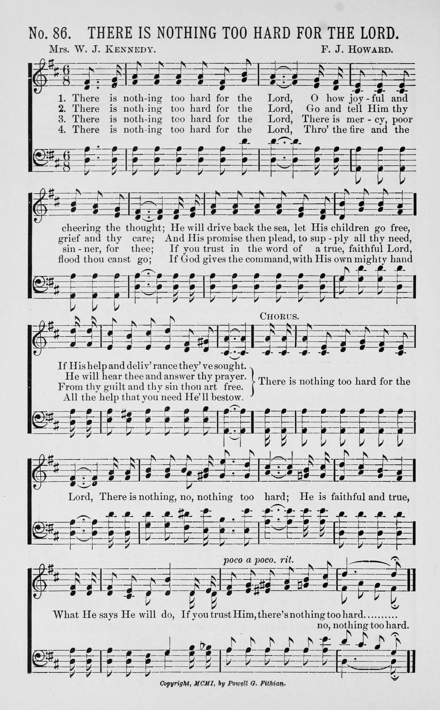 Hymn Sheet for There Is Nothing Too Hard for the Lord