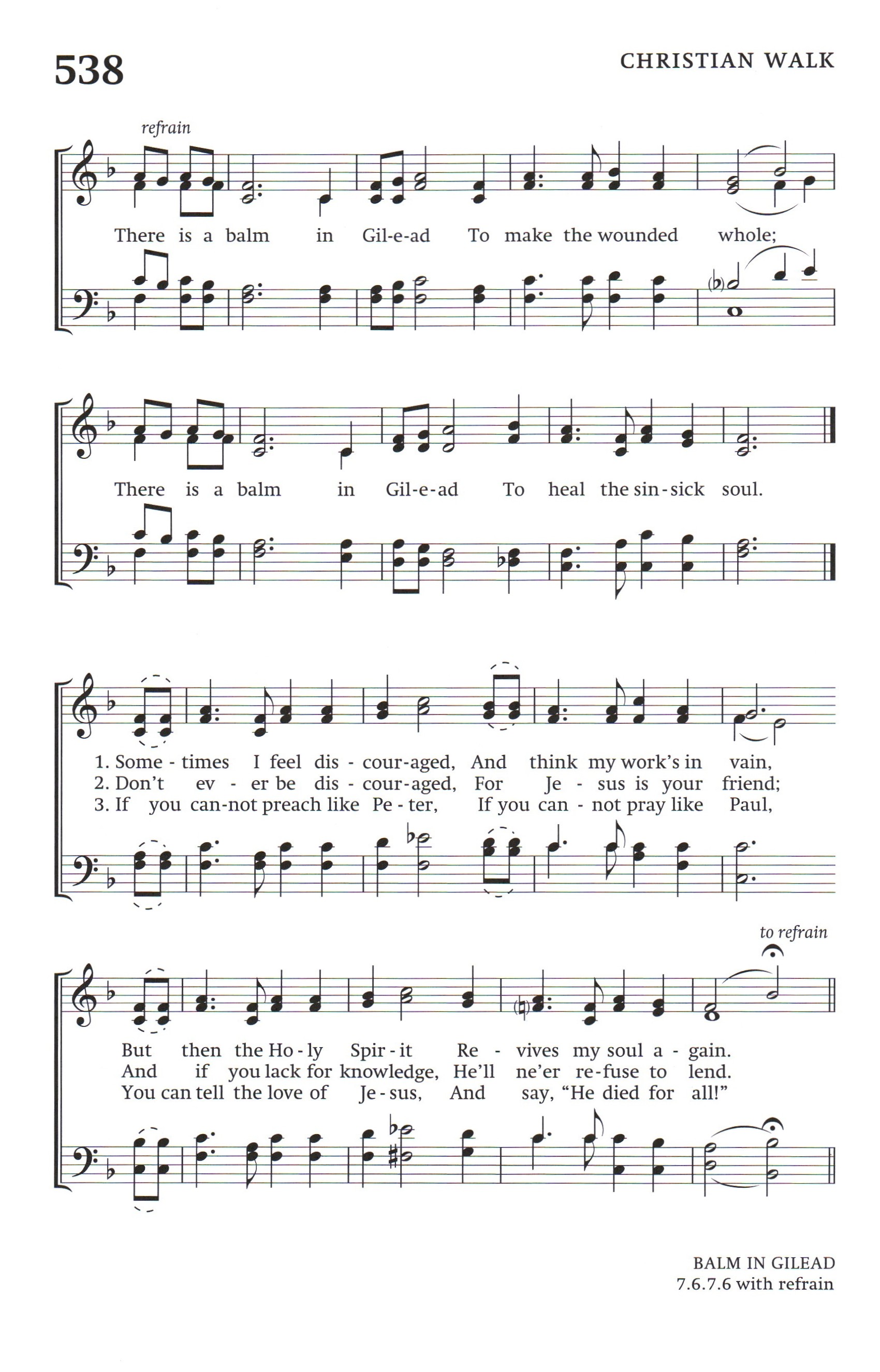 Hymn Sheet for There Is a Balm in Gilead