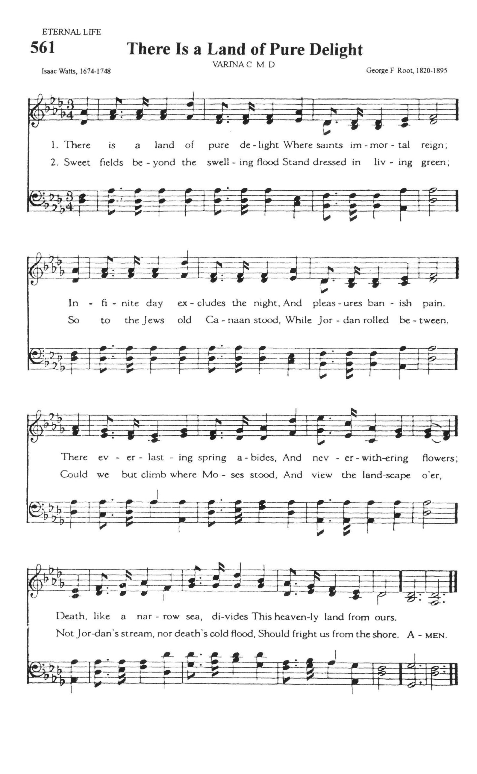 Hymn Sheet for There Is a Land of Pure Delight