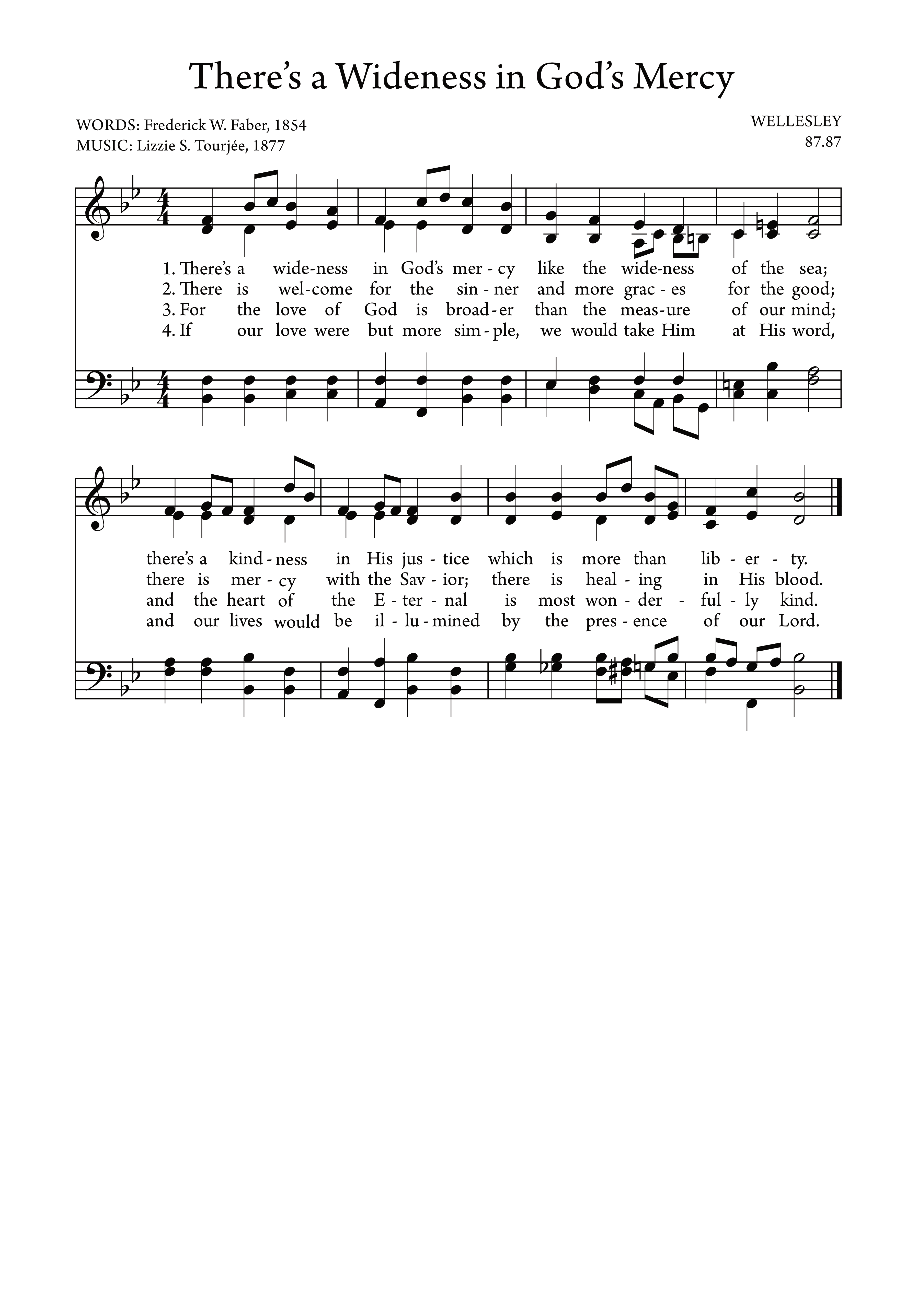 Hymn Sheet for There's A Wideness In God's Mercy