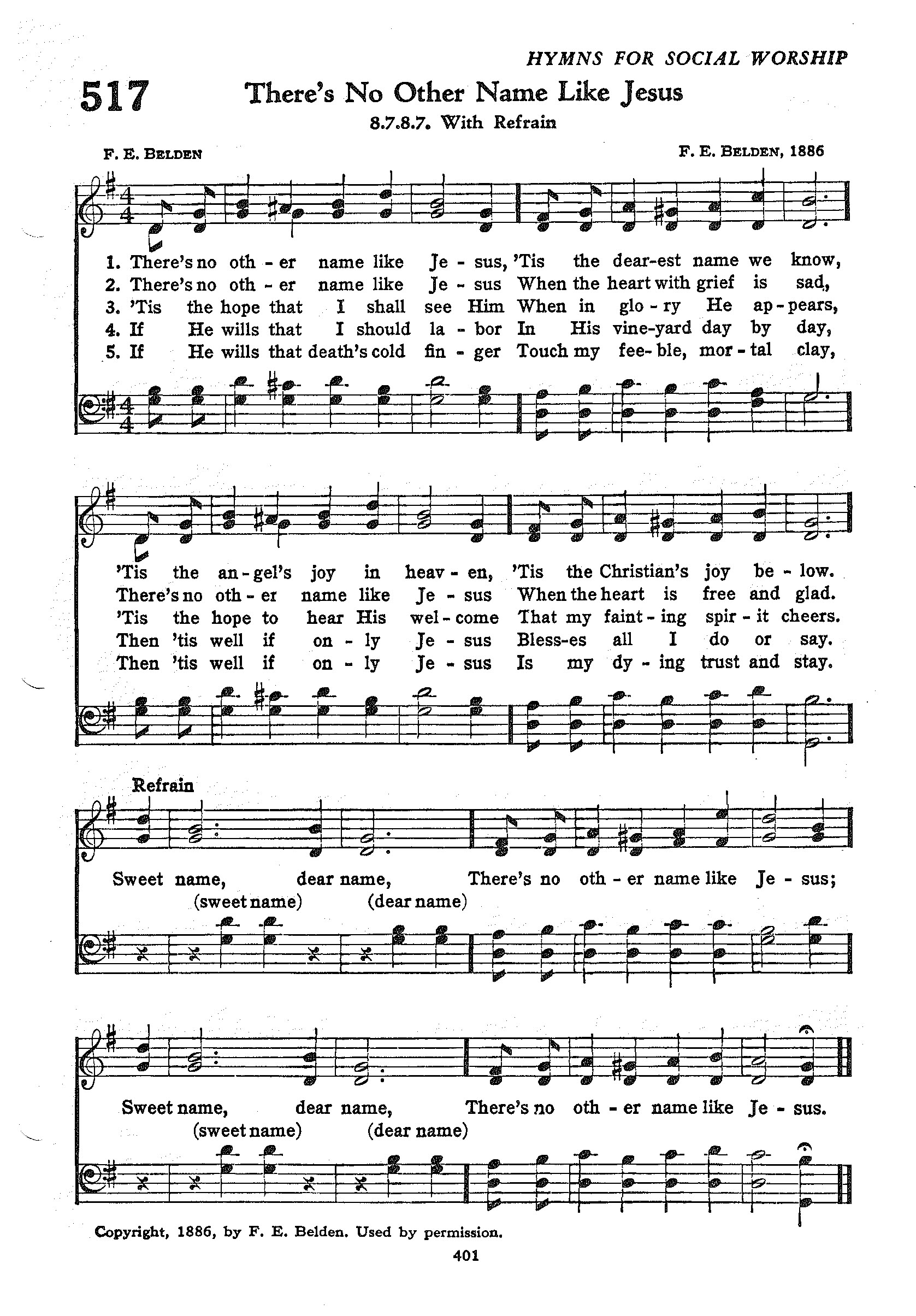 Hymn Sheet for There's No Other Name Like Jesus