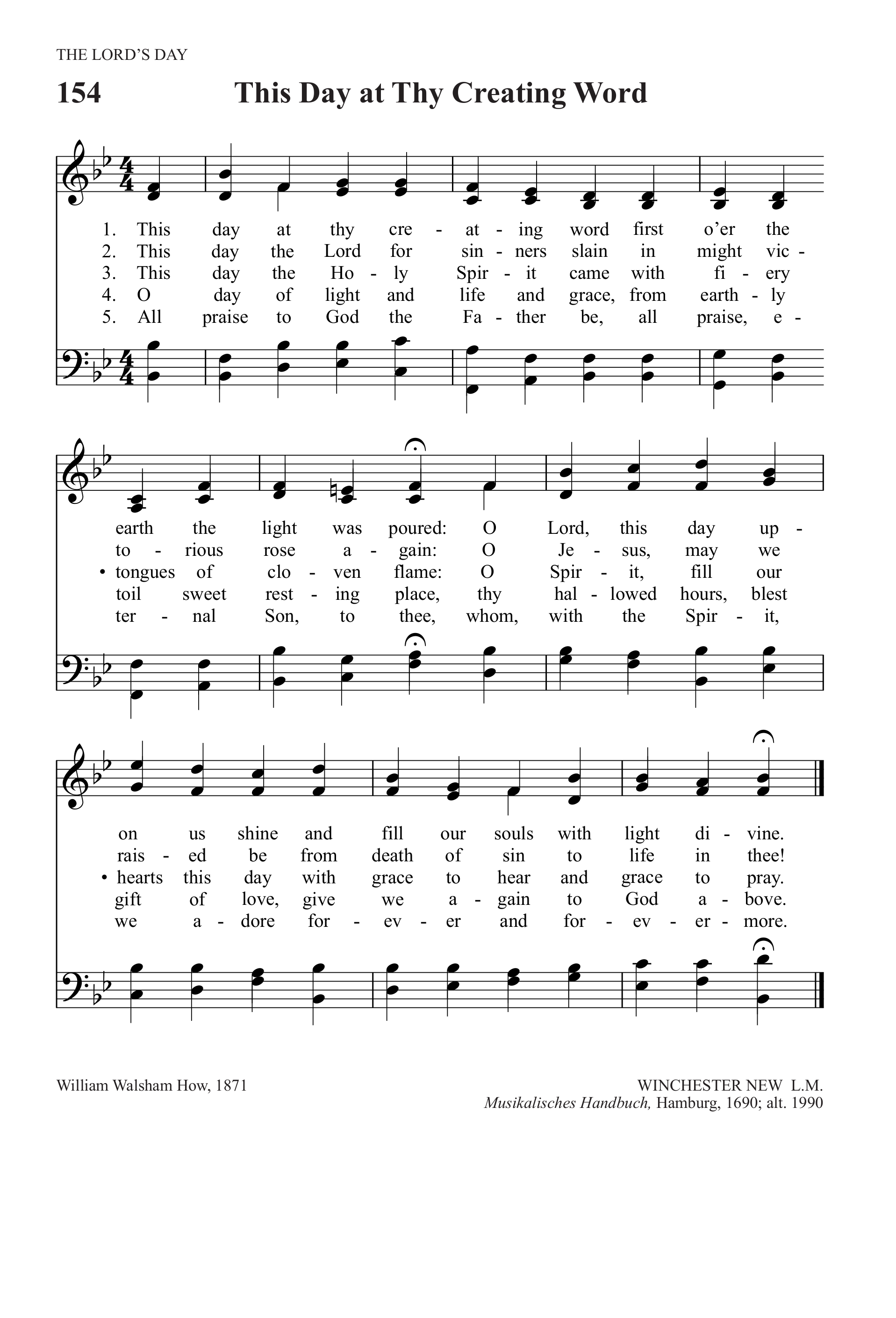Hymn Sheet for This day, at Thy creating word