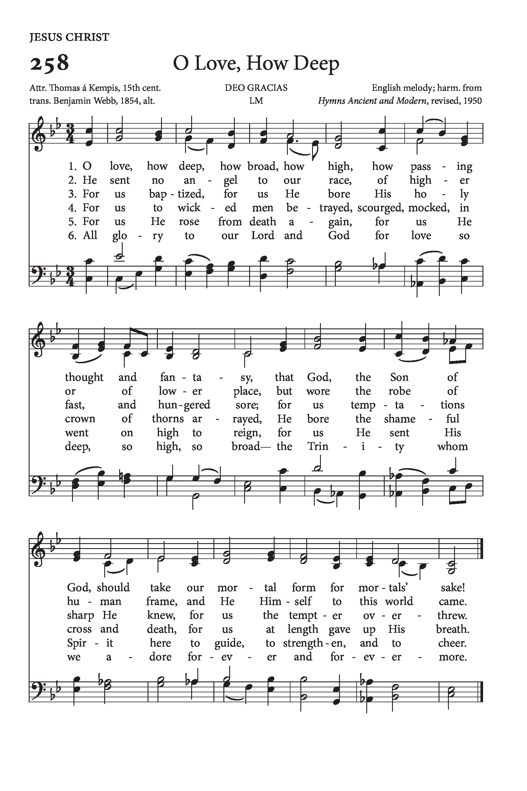 Hymn Sheet for O Love, How Deep, How Broad, How High