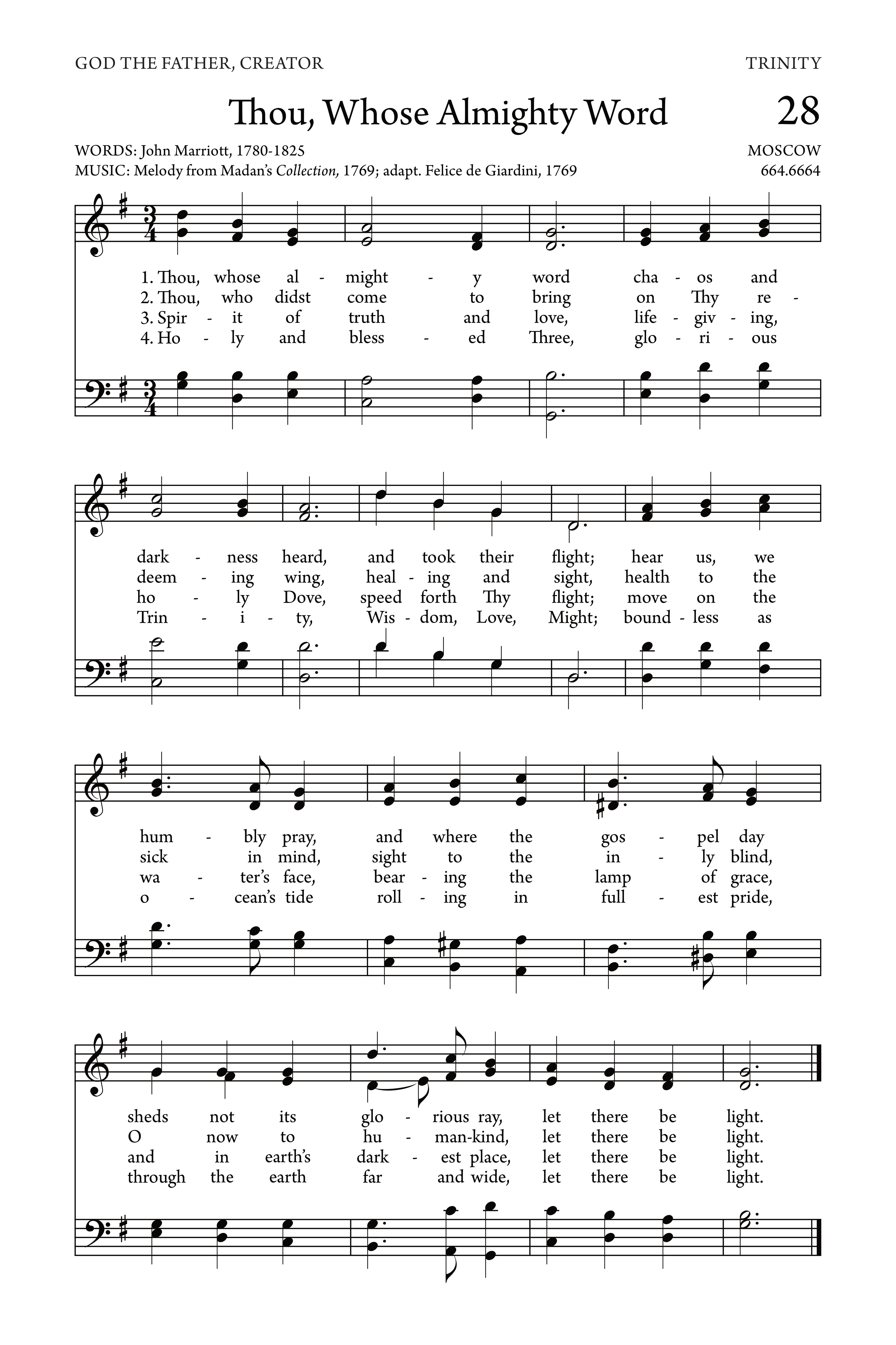 Hymn Sheet for Thou, Whose Almighty Word