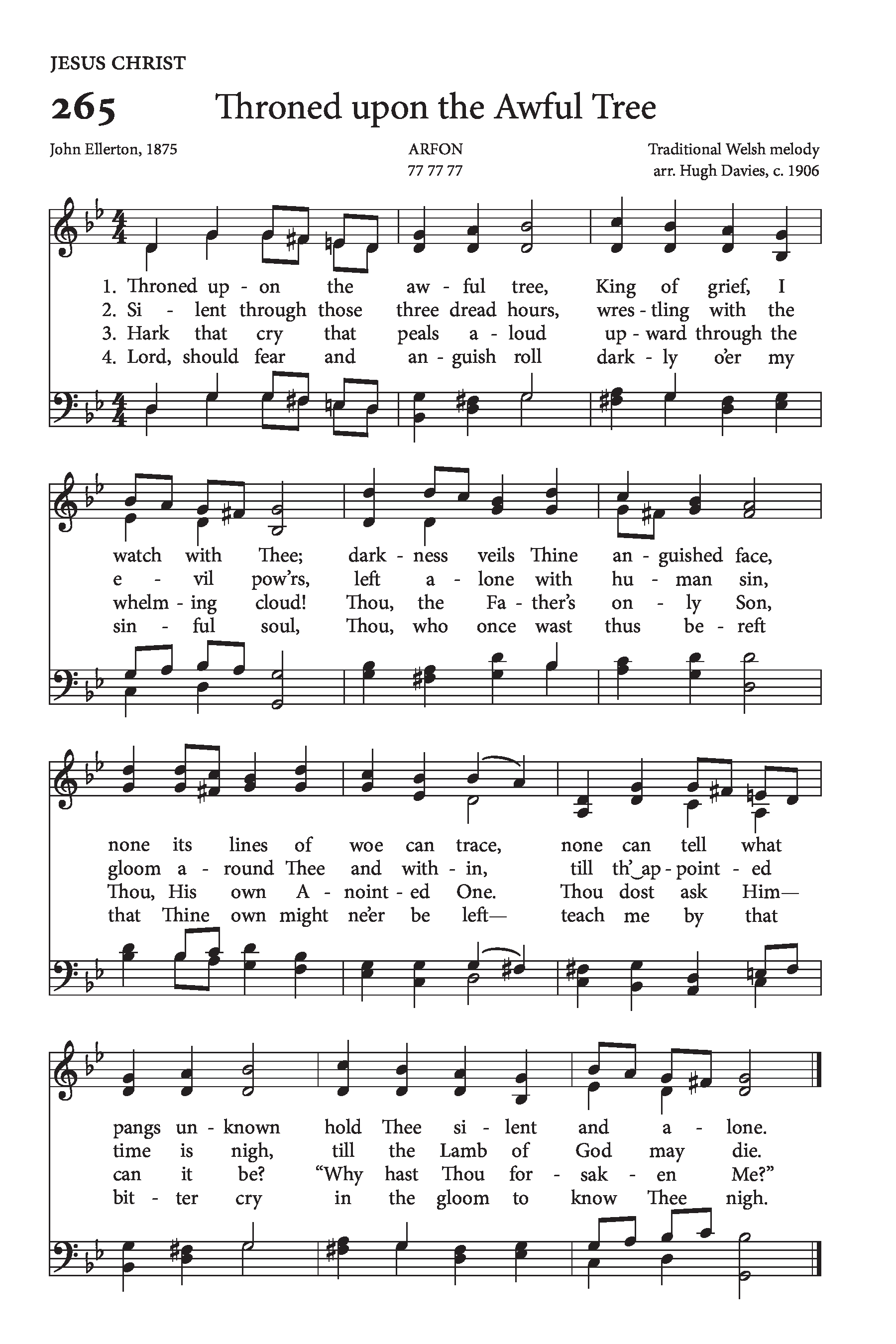 Hymn Sheet for Throned Upon the Awful Tree