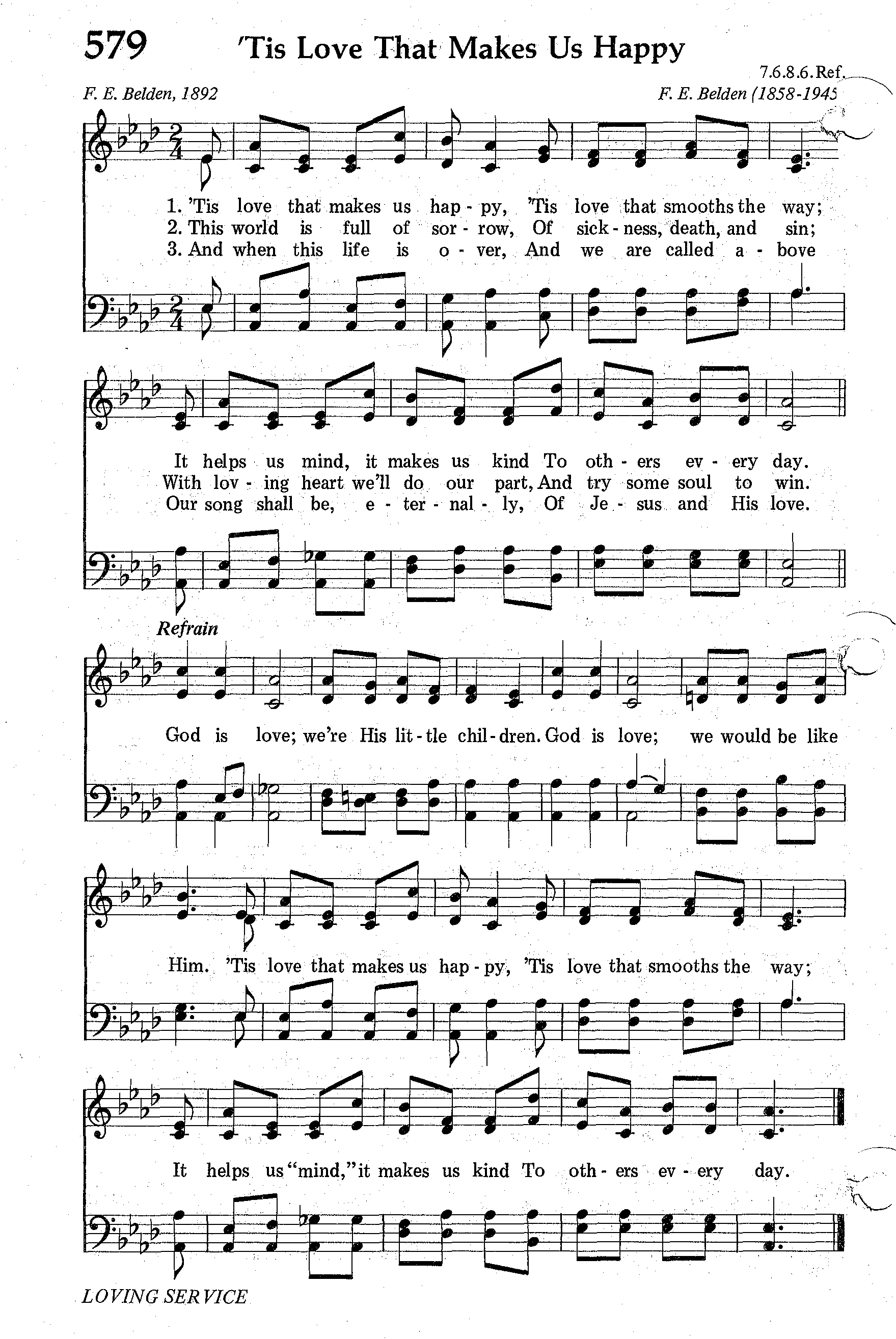 Hymn Sheet for 'Tis Love That Makes Us Happy