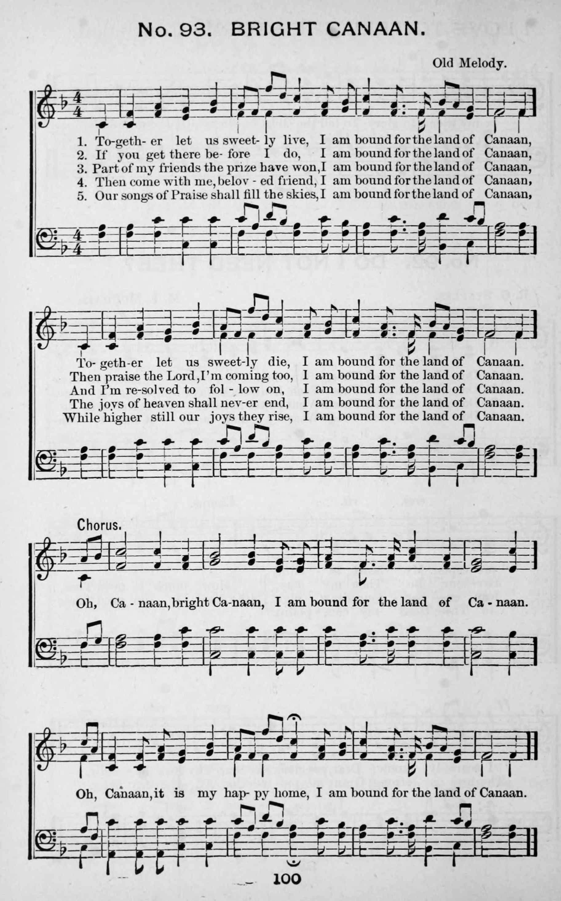 Hymn Sheet for Bright Canaan (Together Let Us Sweetly Live)