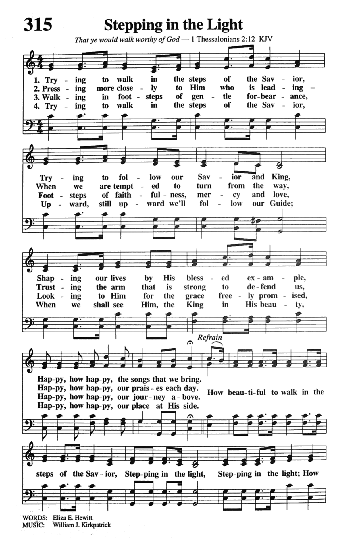 Hymn Sheet for Stepping in the Light