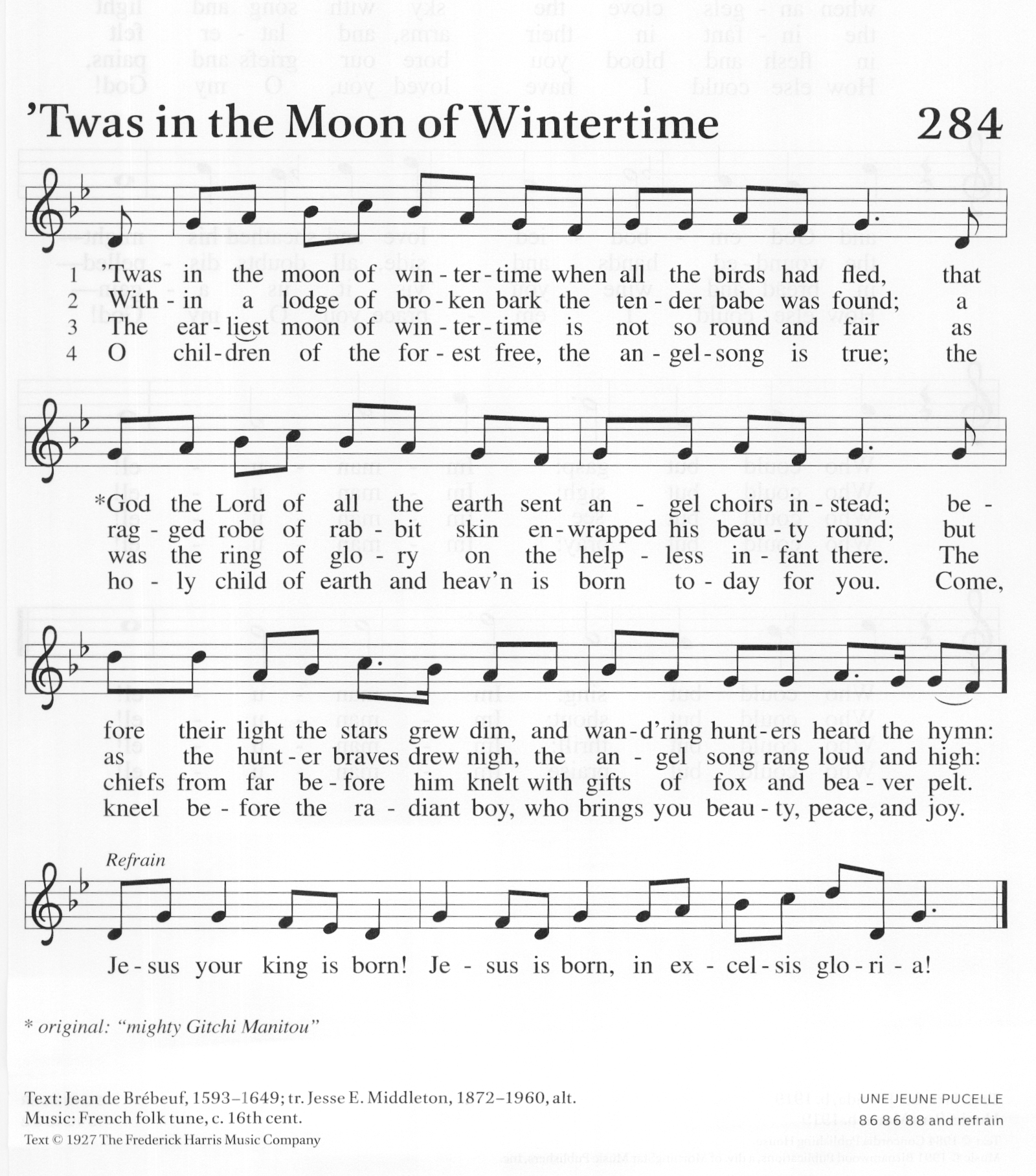 Hymn Sheet for Twas in the Moon of Wintertime