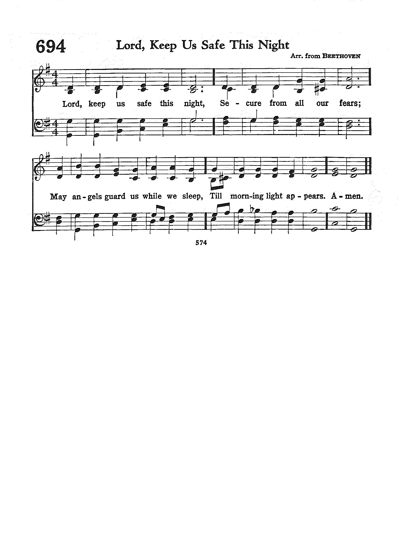 Hymn Sheet for Vesper Verse: Lord, keep us safe this night