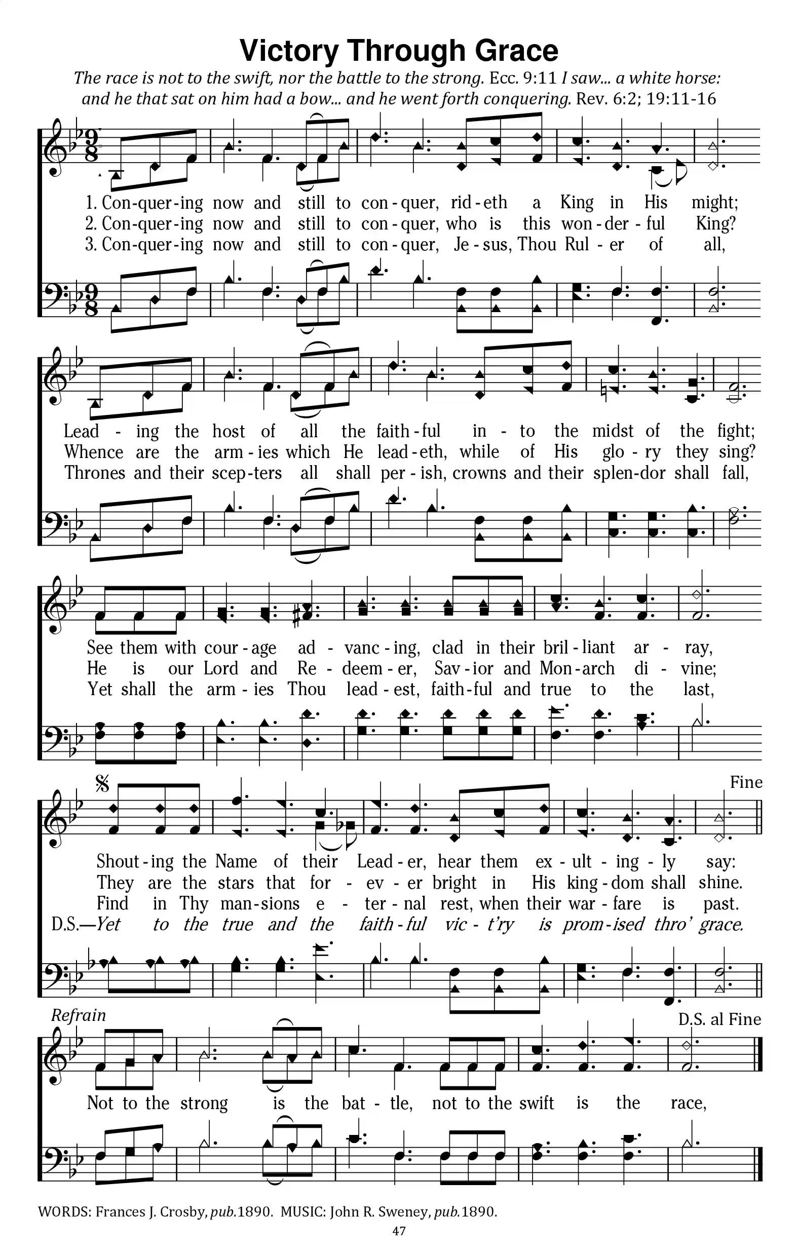 Hymn Sheet for Victory Through Grace