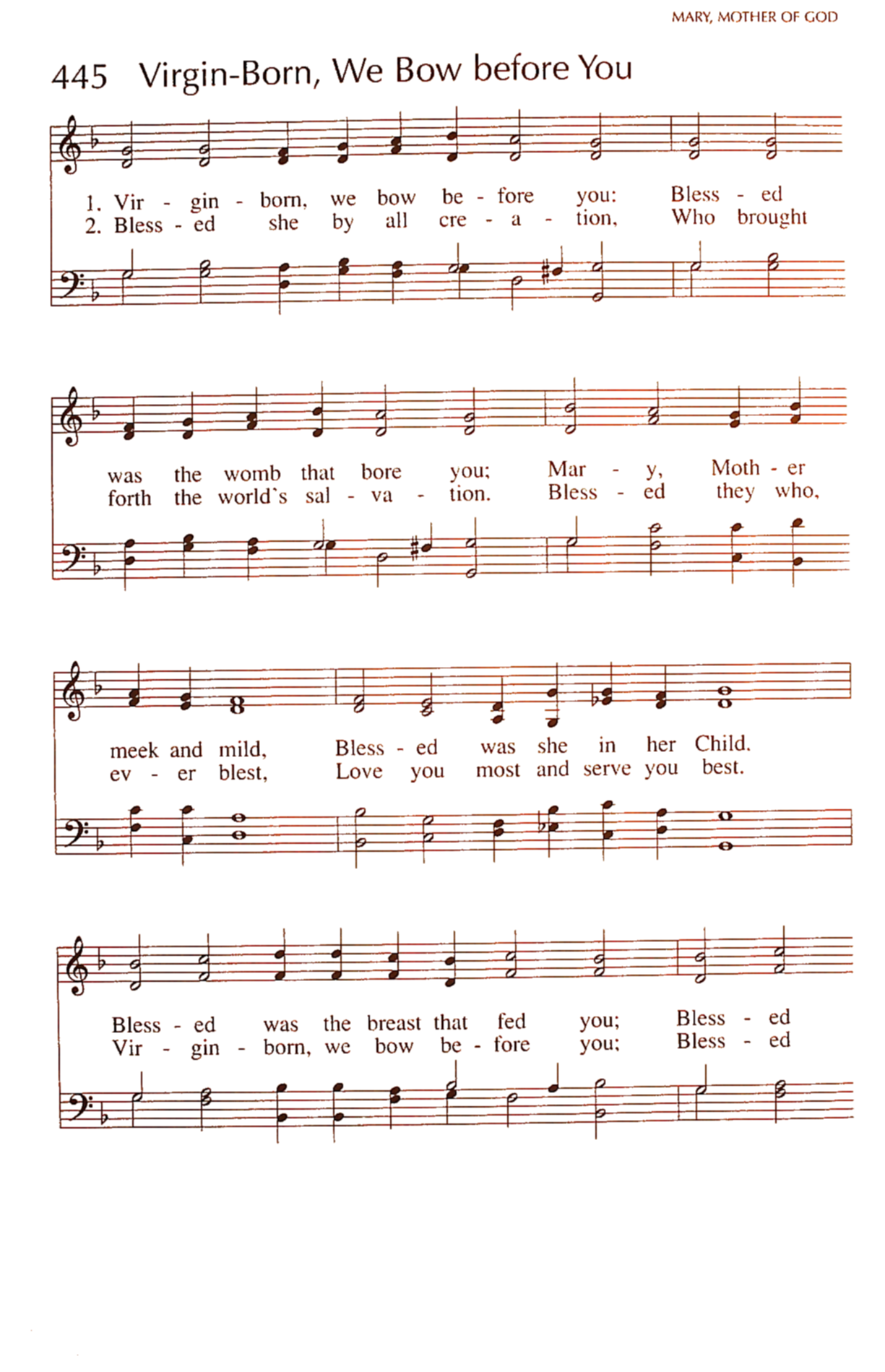 Hymn Sheet for Virgin-born, We Bow before Thee