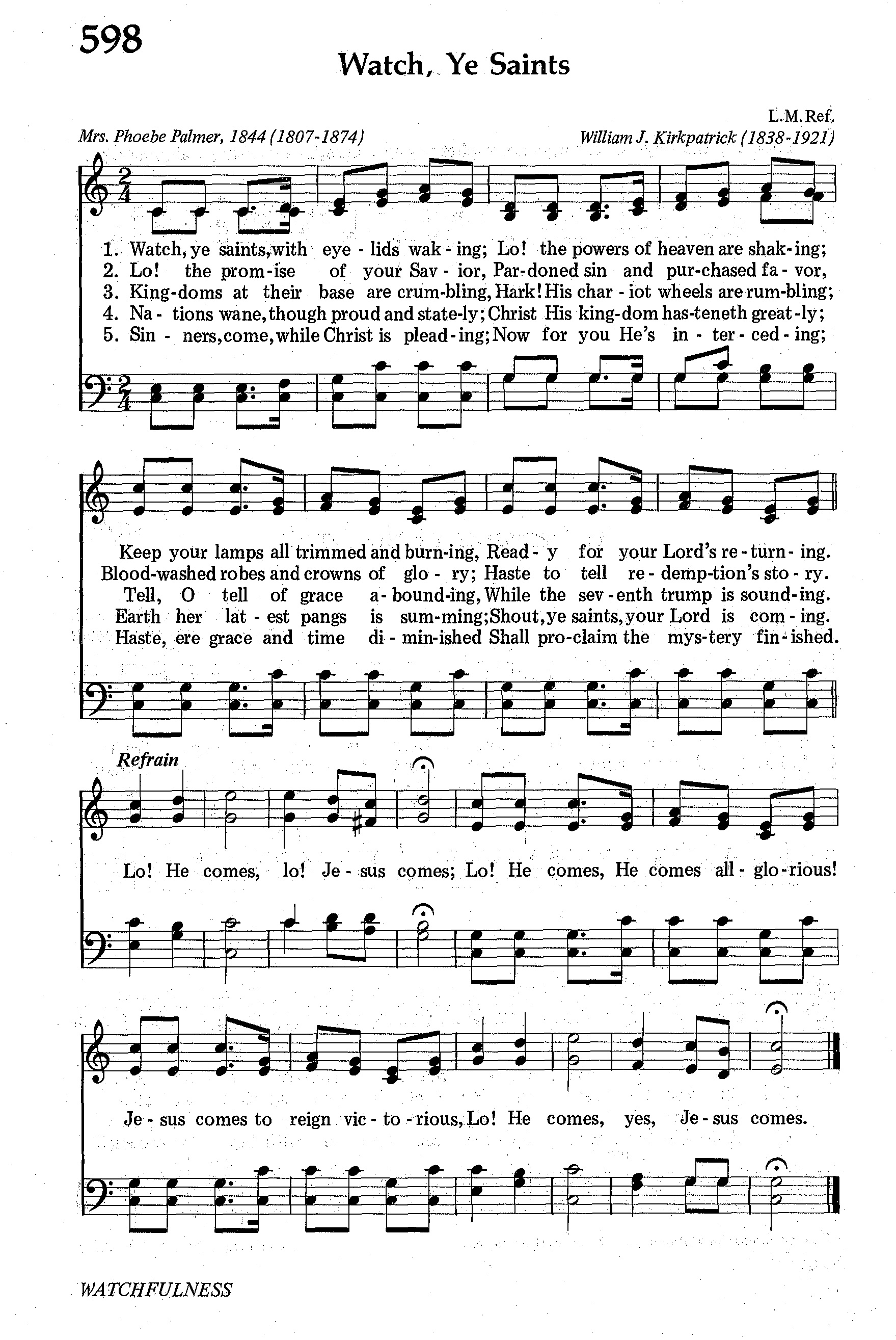 Hymn Sheet for Watch, Ye Saints