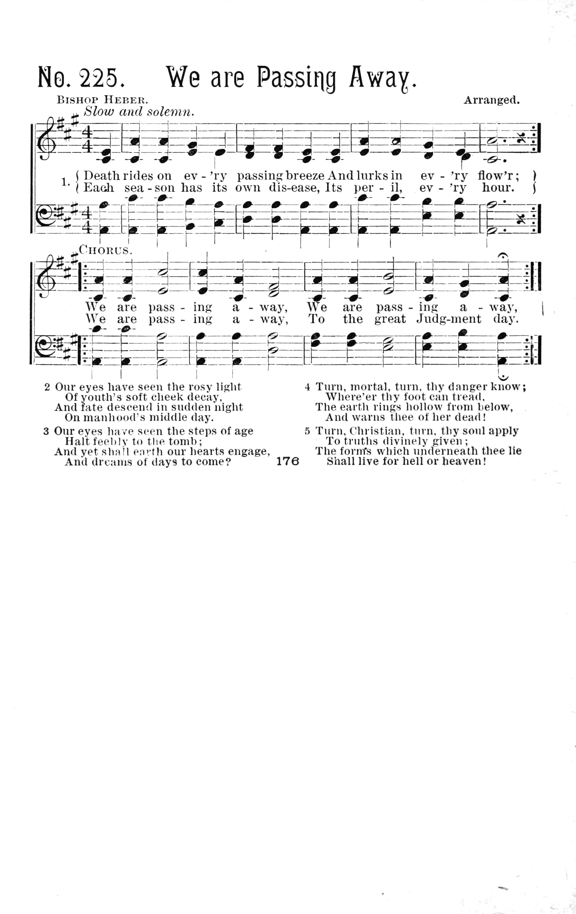 Hymn Sheet for We are Passing Away