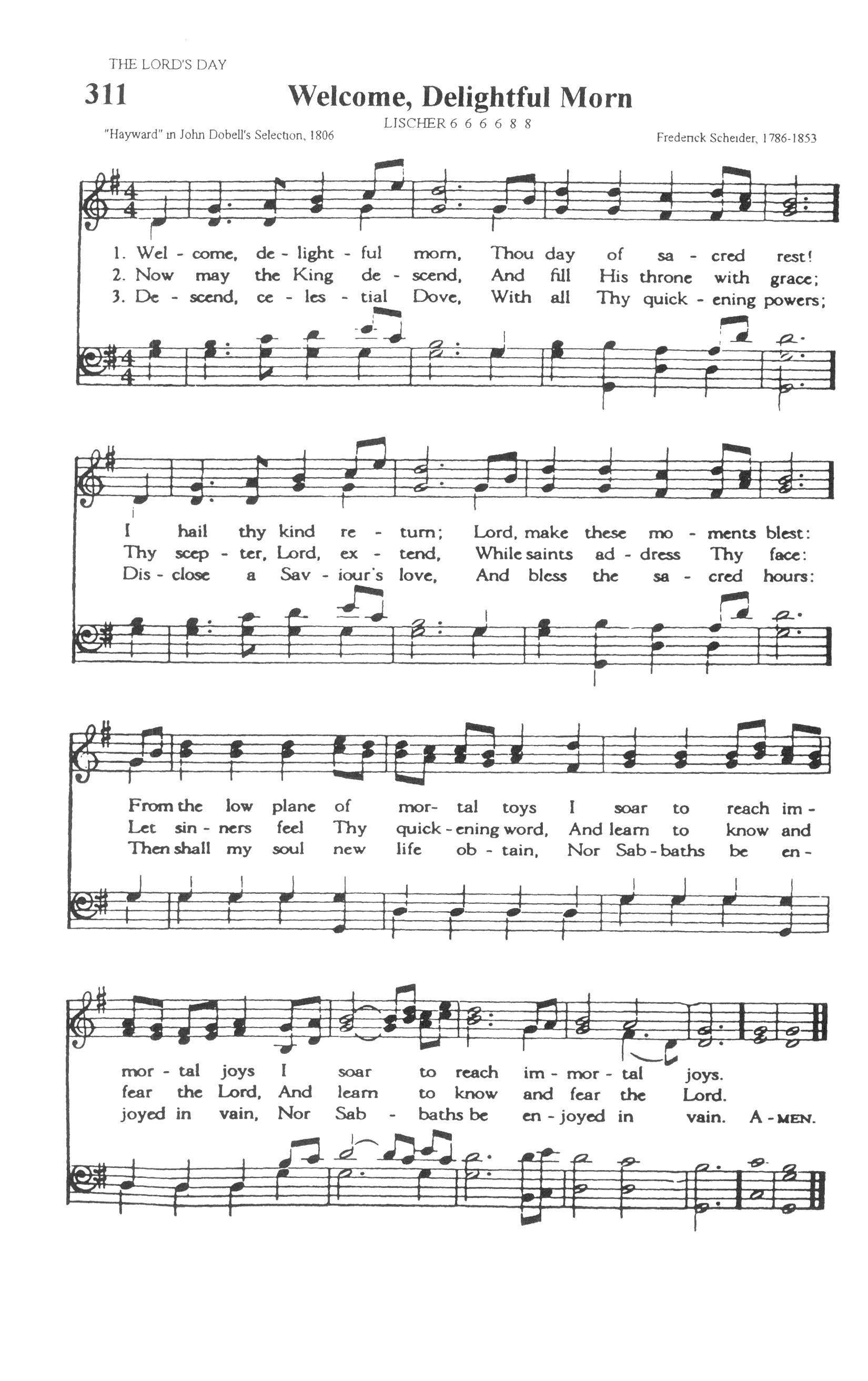Hymn Sheet for Welcome, Delightful Morn