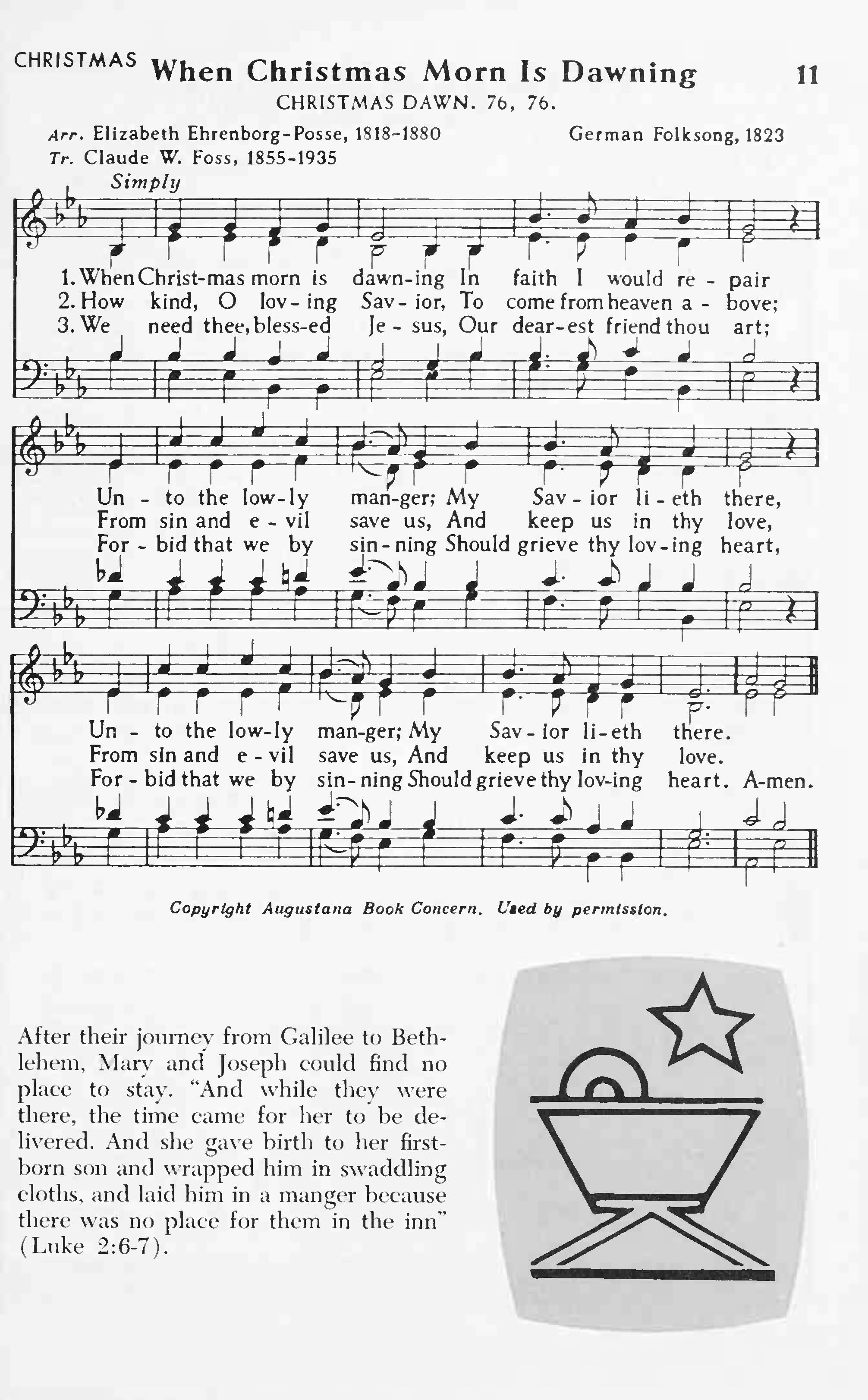 Hymn Sheet for When Christmas Morn is Dawning