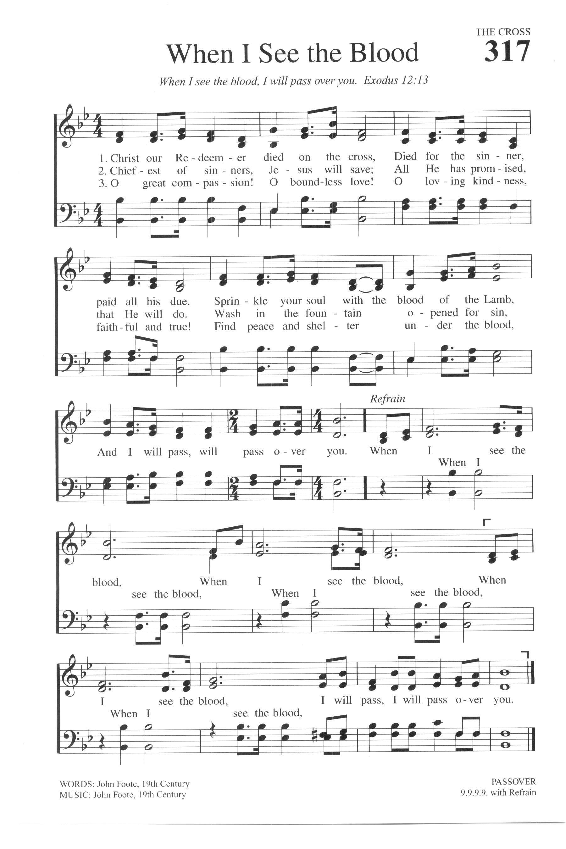 Hymn Sheet for When I See the Blood