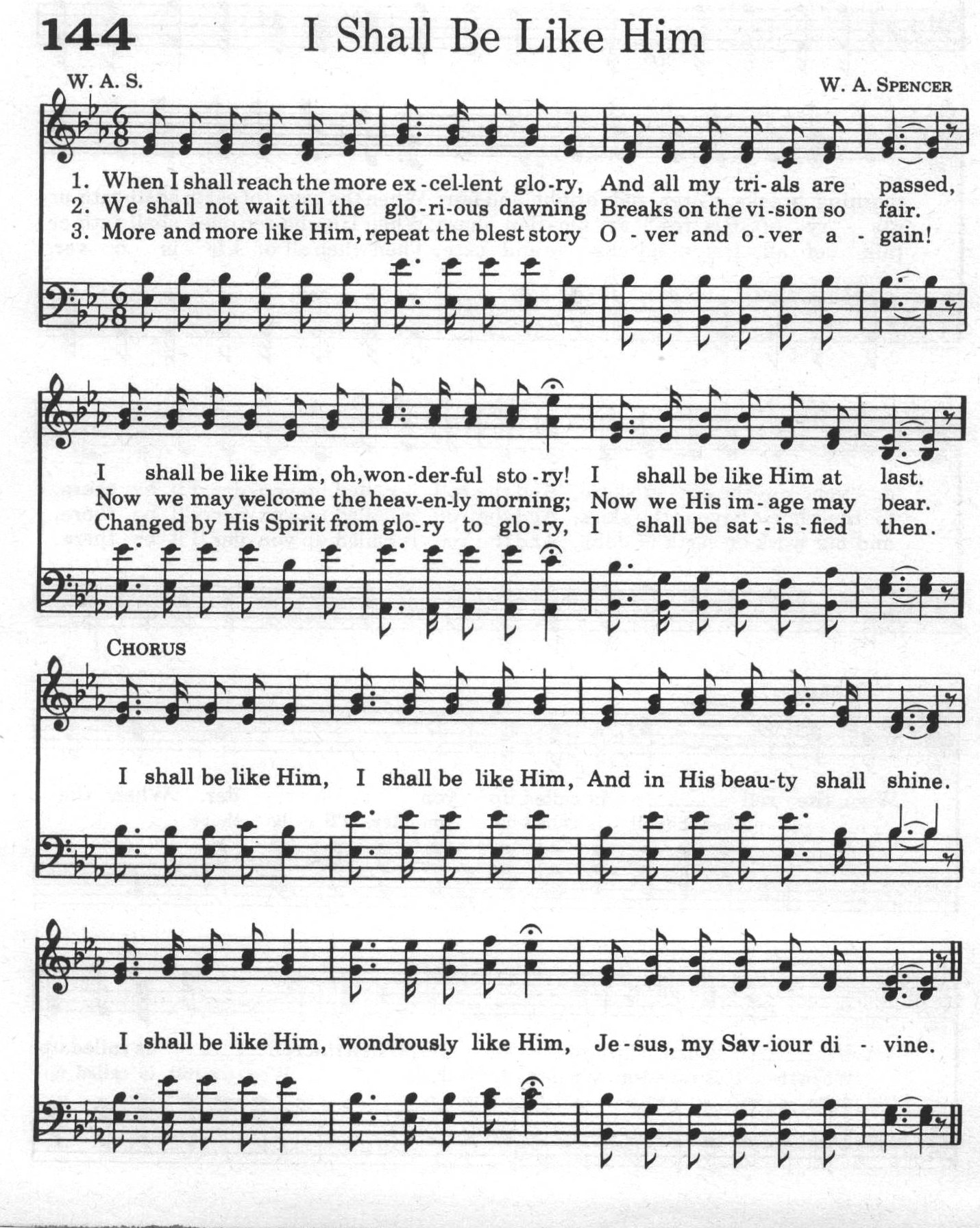Hymn Sheet for I Shall Be Like Him
