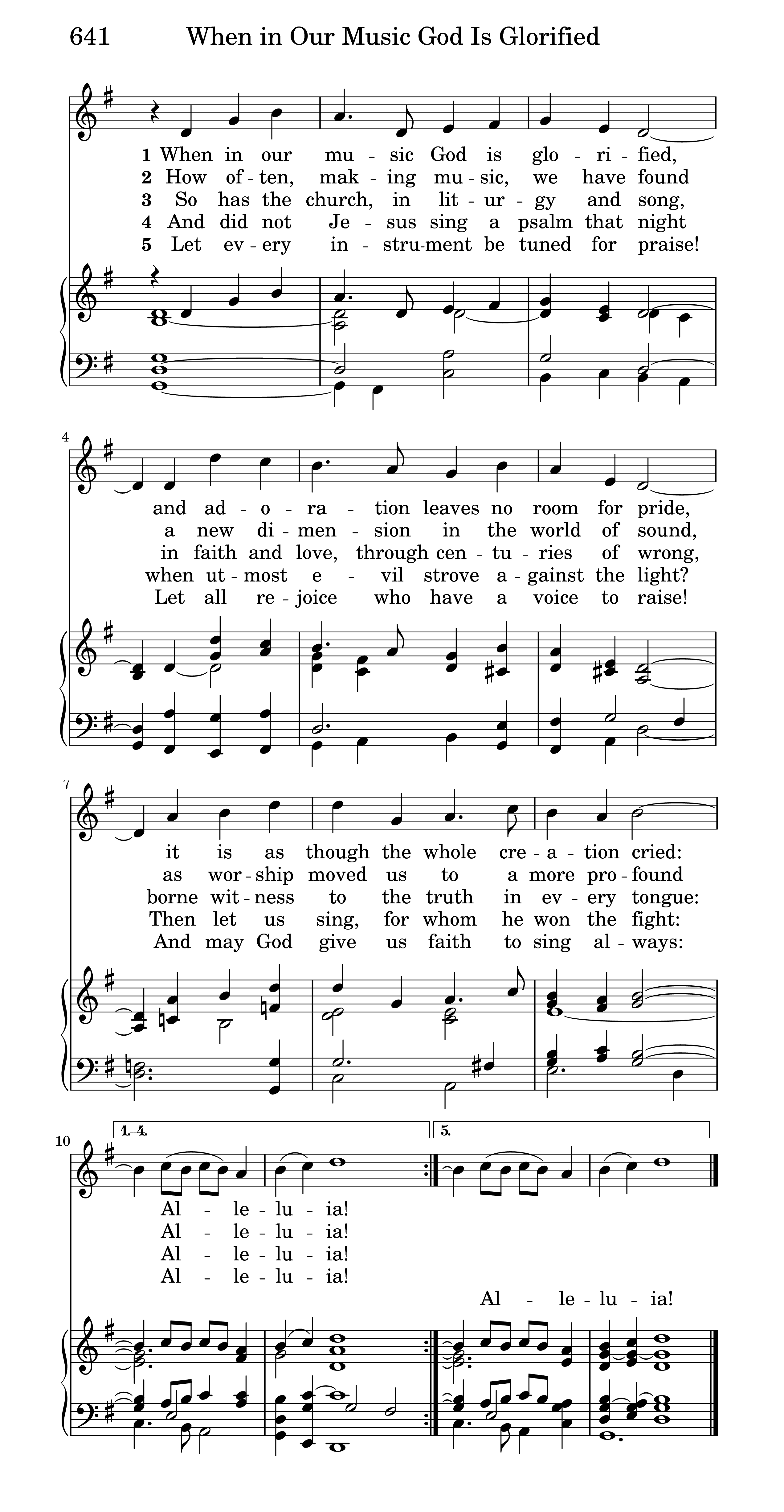 Hymn Sheet for When in Our Music God Is Glorified