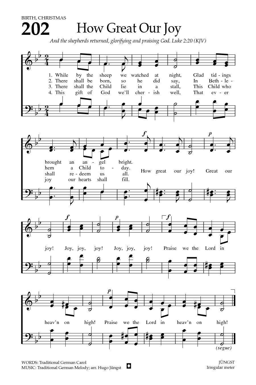 Hymn Sheet for While by My Sheep I Watched at Night