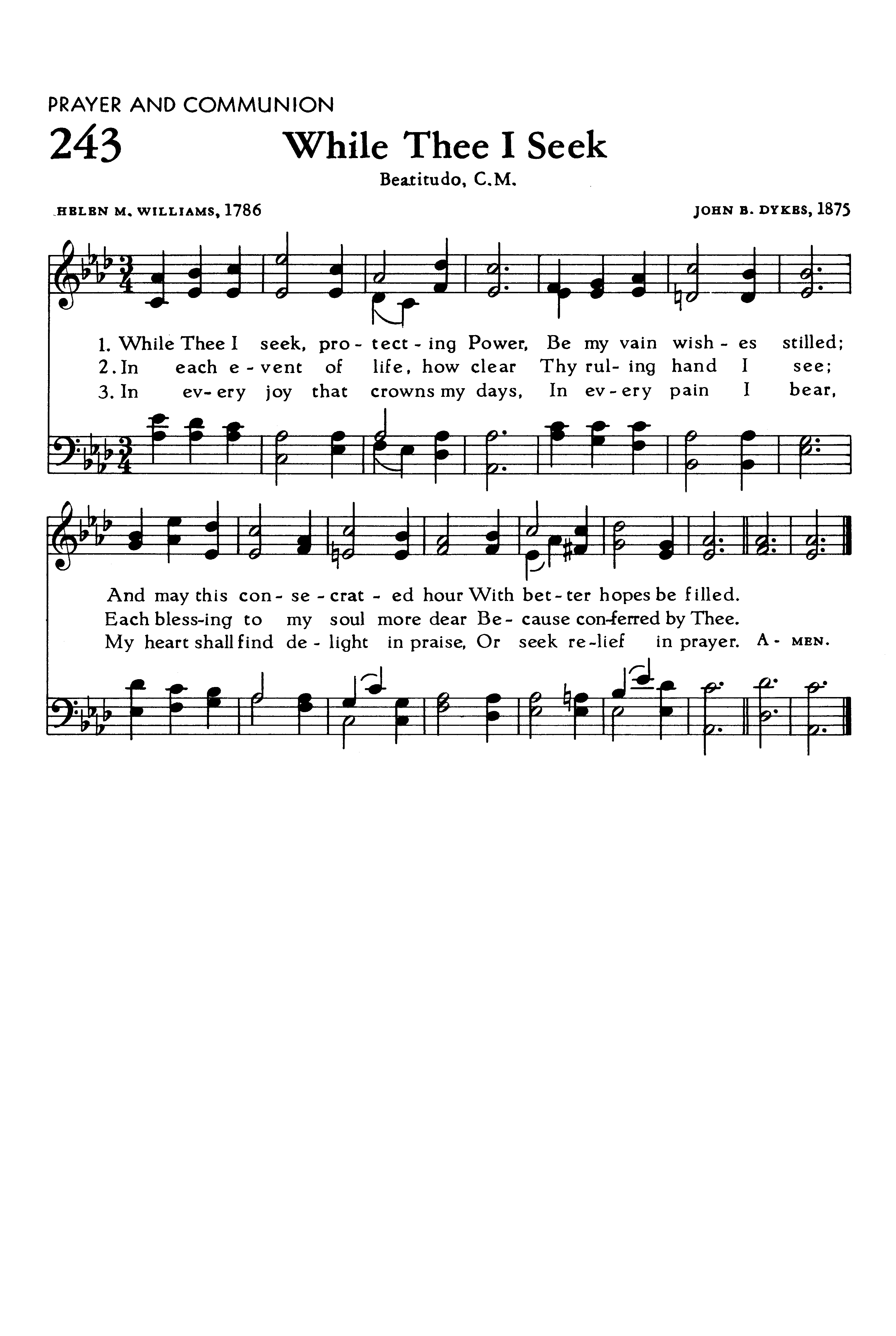 Hymn Sheet for While Thee I Seek, Protecting Power