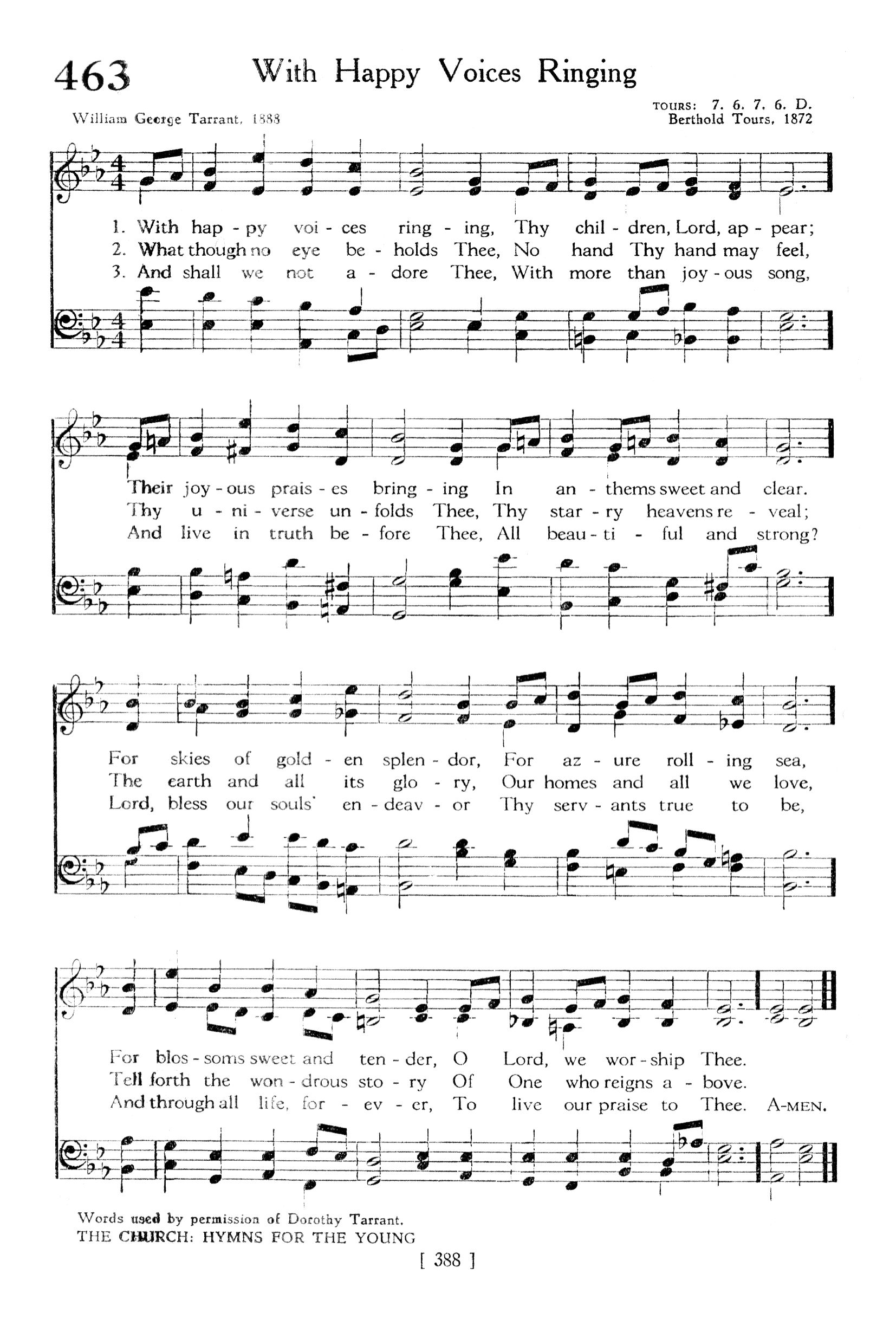 Hymn Sheet for With Happy Voices Singing