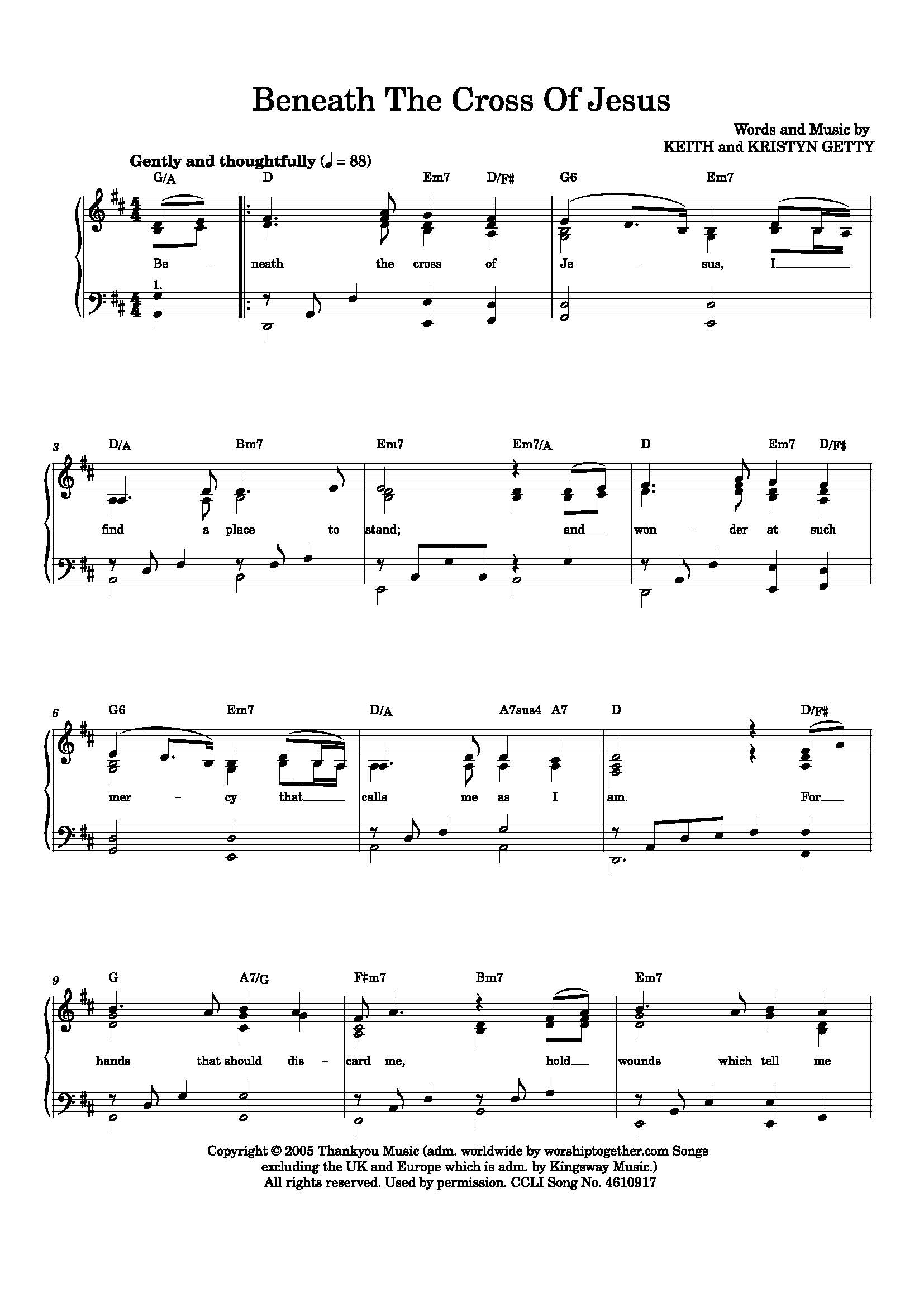 Hymn Sheet for Beneath the Cross (Getty)