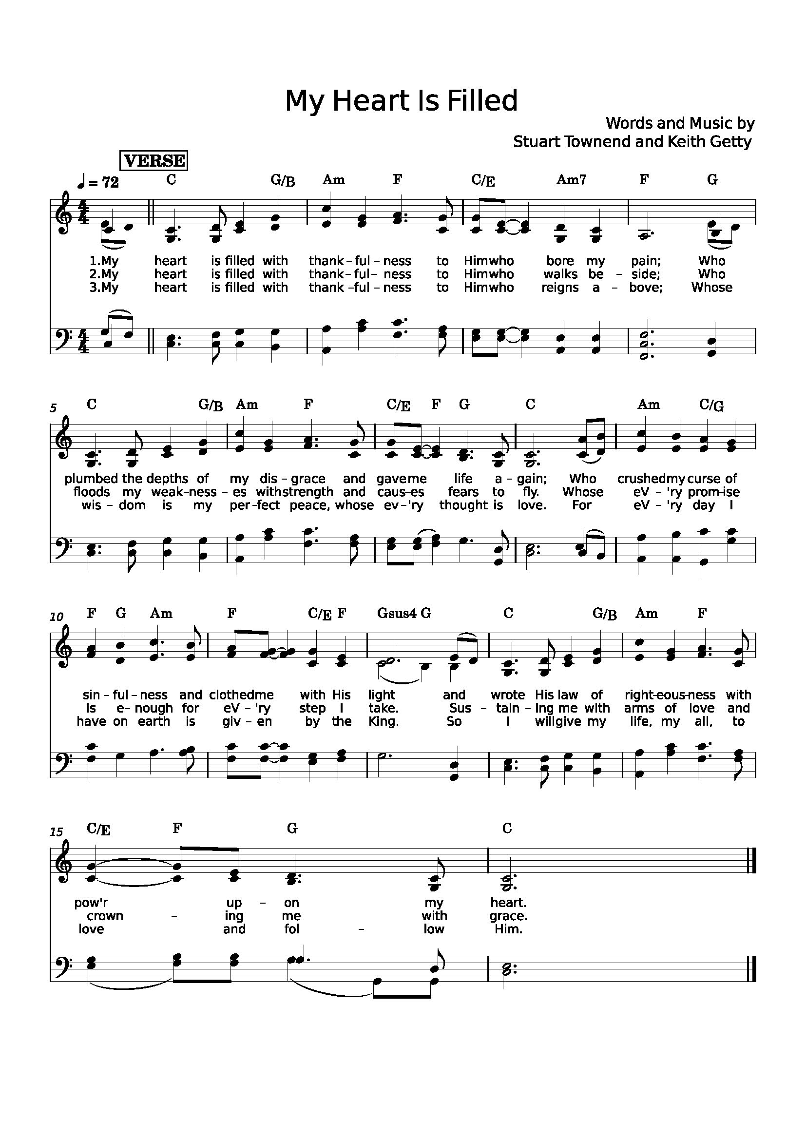 Hymn Sheet for My Heart Is Filled with Thankfulness