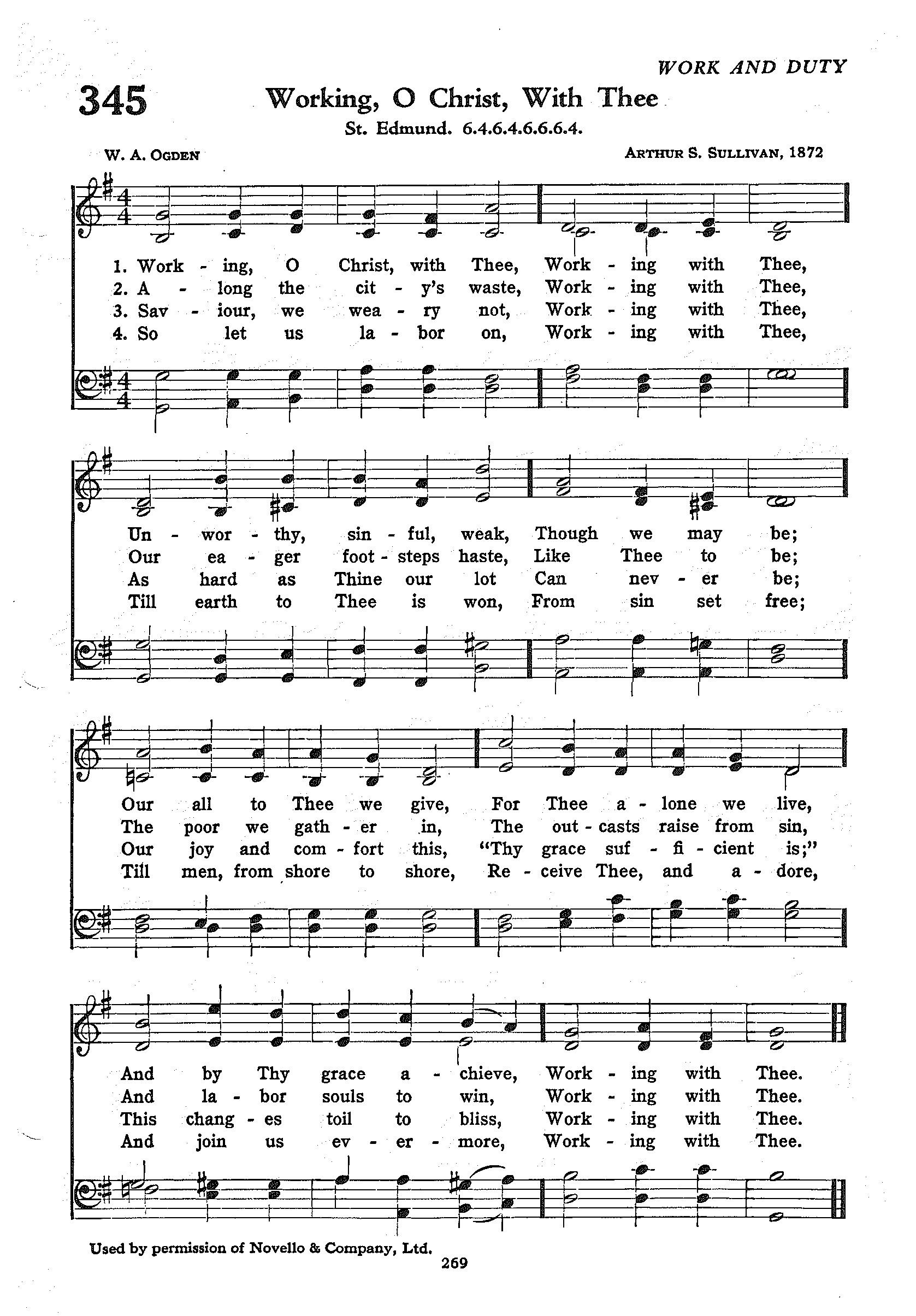 Hymn Sheet for Working, O Christ, With Thee